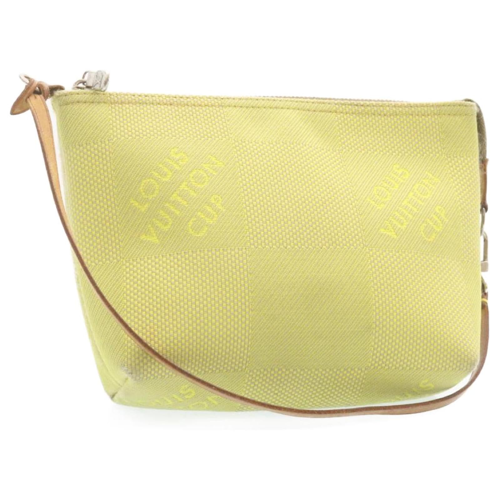 LOUIS VUITTON Cup Damier Geant Accessory Pouch Lime Green LV Auth