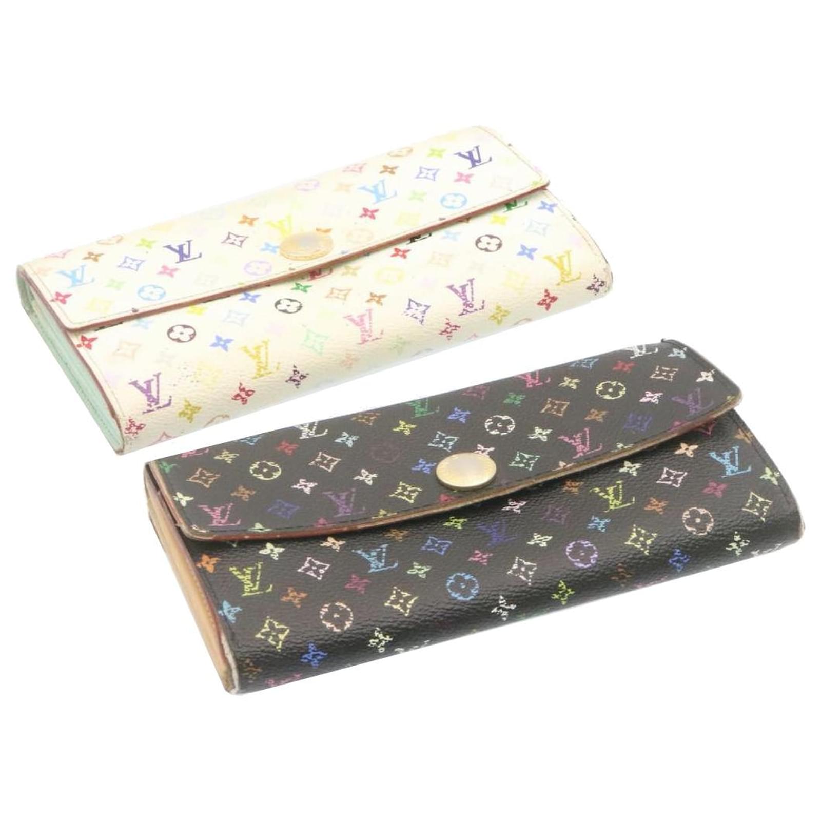 LOUIS VUITTON Monogram Multicolor 2Set Long Wallet White Black LV