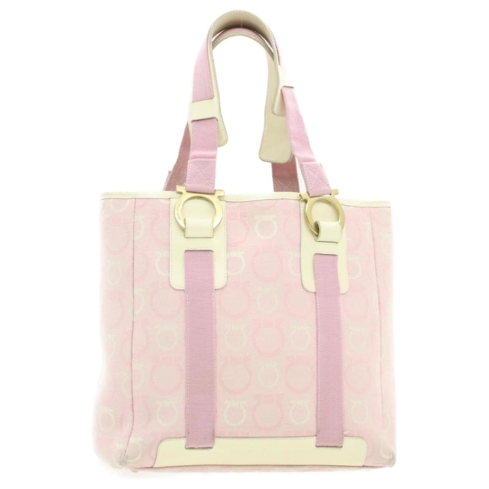 SALVATORE FERRAGAMO Gancini Tote Bag Rosa Canvas Auth yk414 Pink Leinwand ref.334661 Joli Closet