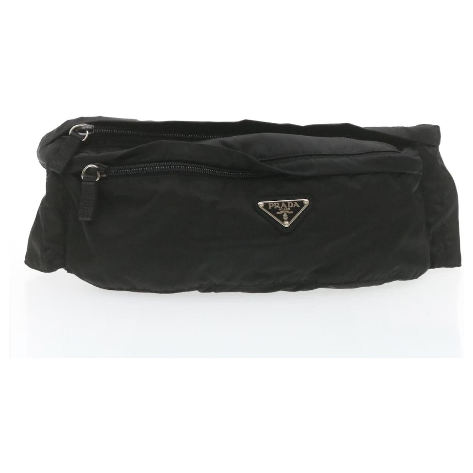 PRADA Waist Pouch Nylon Black Auth 19976 Cloth  - Joli Closet