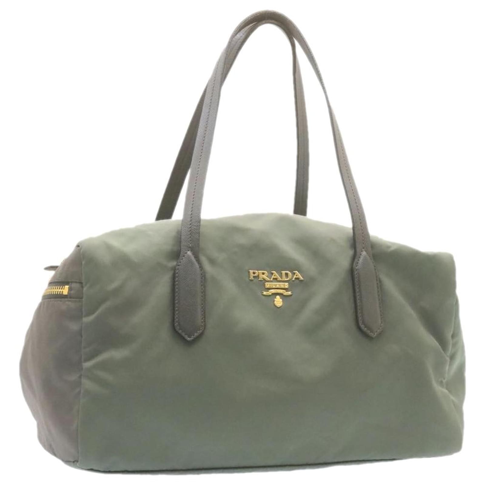 PRADA Borsa a mano Boston mini in nylon Khaki Auth ar4128 Cachi Tela  ref.334922 - Joli Closet