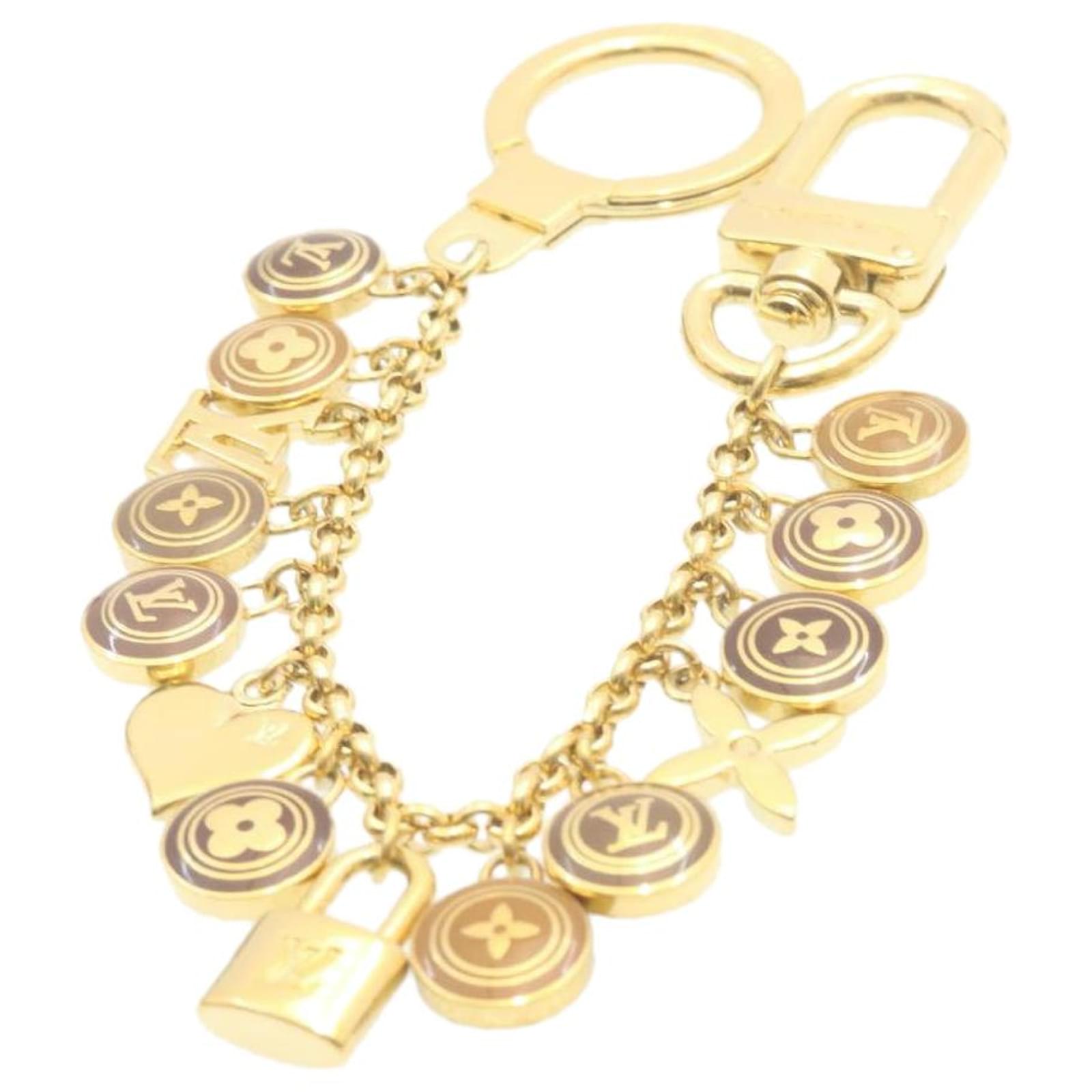 Auth LOUIS VUITTON Porte Cles Chaine Pastilles Bag Charm M65386 Gold  #W508014