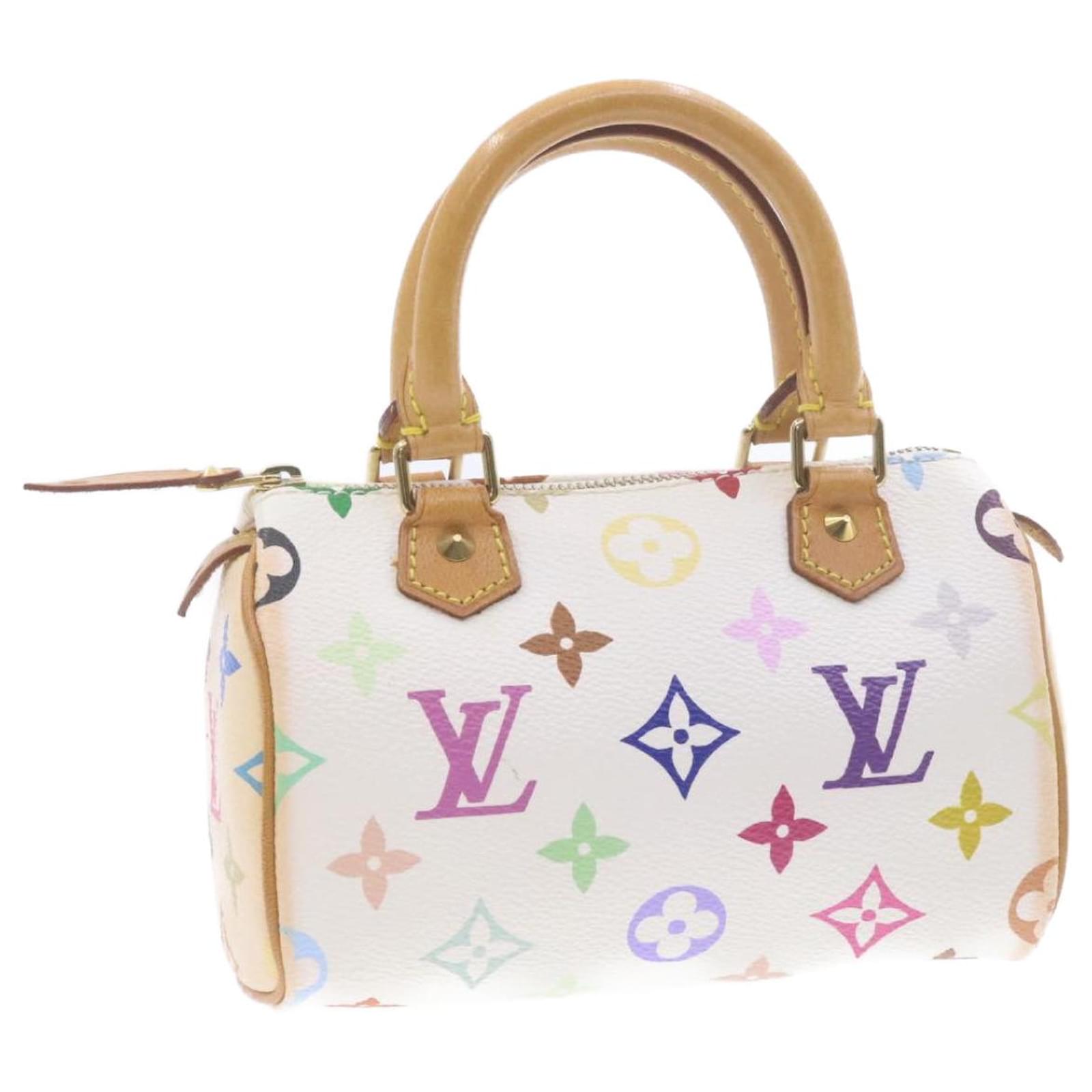 Louis Vuitton, Bags, Louis Vuitton Monogram Multicolor Mini Speedy Hand Bag  White M92645 Auth Am97g