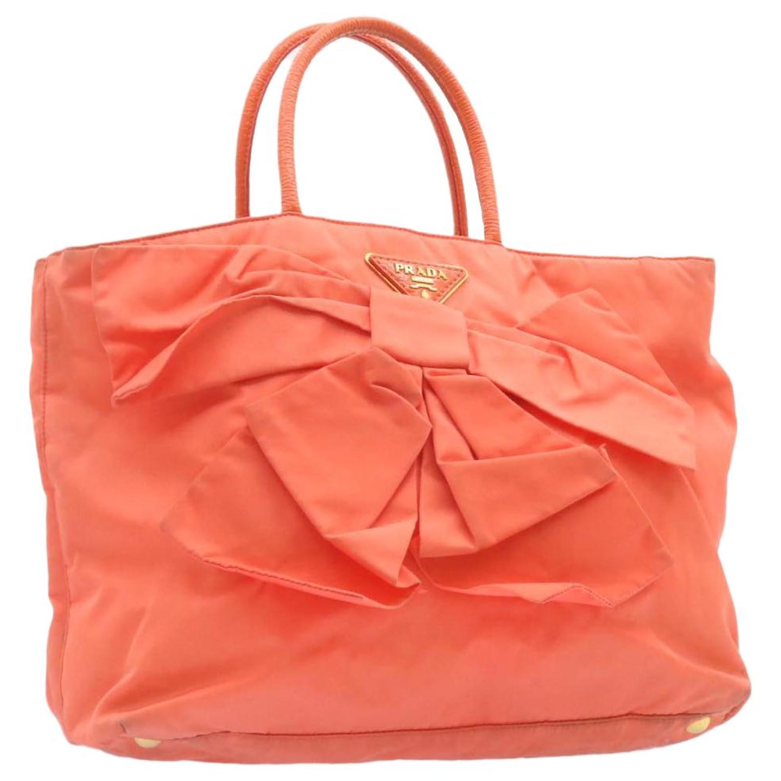 Bolso de mano de nailon PRADA Naranja Auth ar4323 Lienzo ref.335418 - Joli  Closet