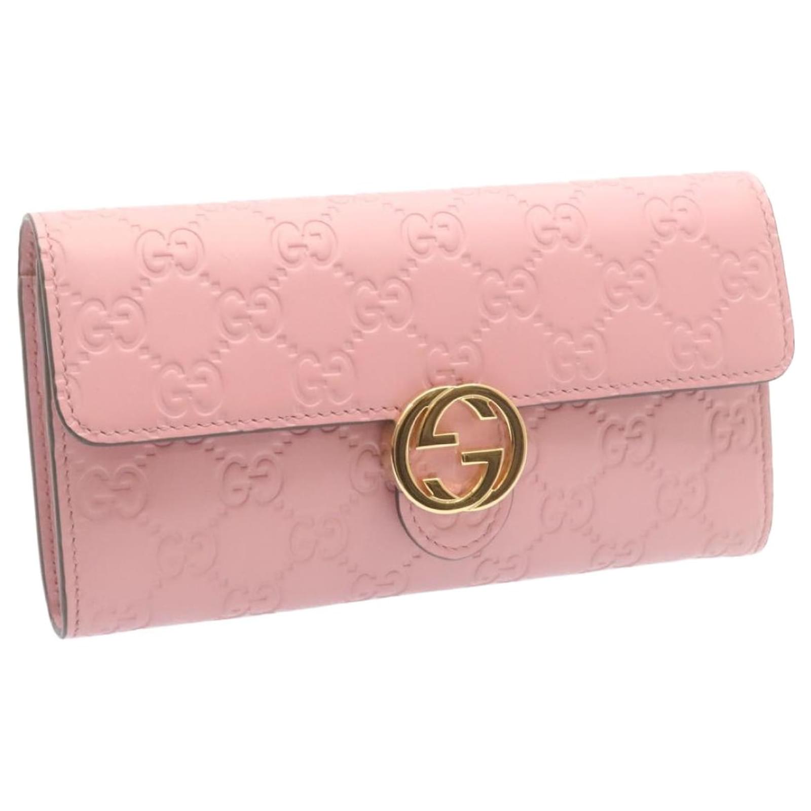 Gucci // Pink Leather Interlocking GG Wallet On Chain – VSP