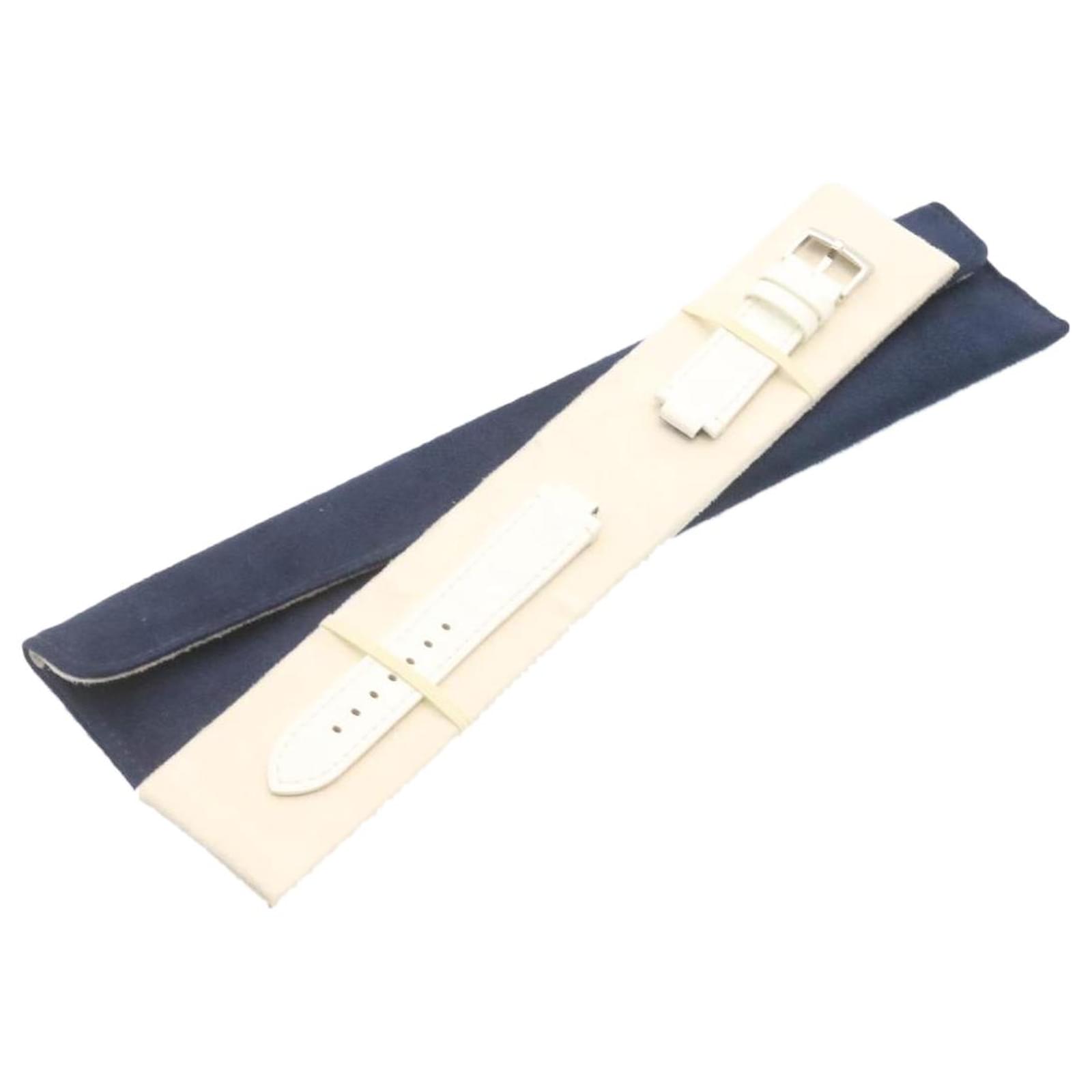 Louis Vuitton Tambour Monogram Vernis Leather Strap, White, S