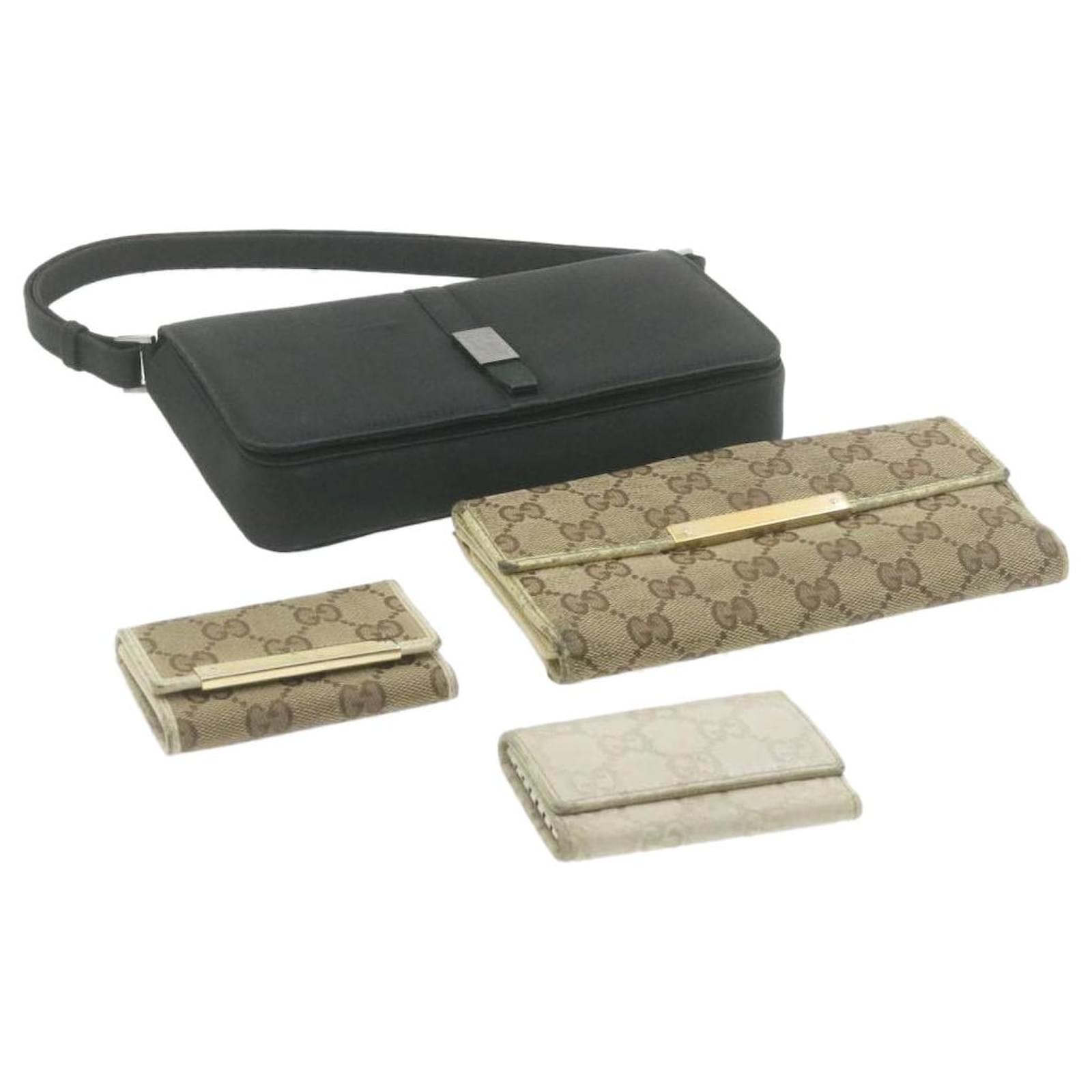 GUCCI GG Canvas Wallet Key Case Hand Pouch 4Set Beige Auth th1232 Cloth   - Joli Closet