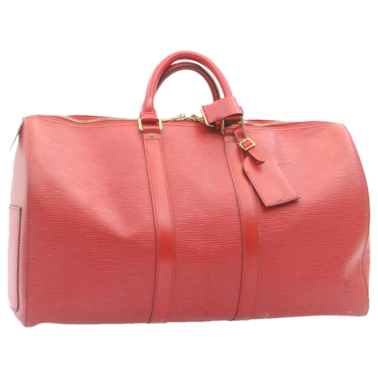 LOUIS VUITTON Epi Leather Red Keepall 45 Boston Bag