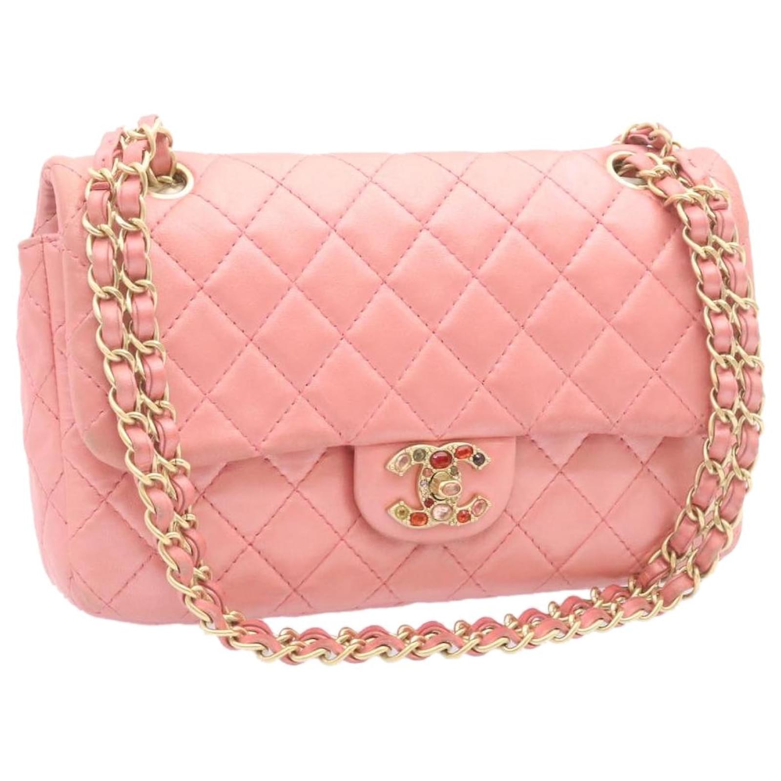 CHANEL Lamb Skin Matelasse Chain Shoulder Bag Pink Leather CC Auth 22880  ref.336294 - Joli Closet