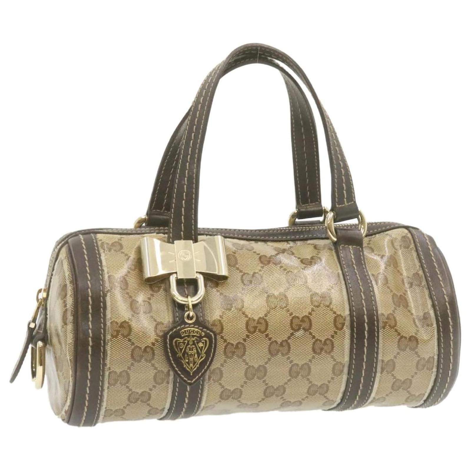 GUCCI GG Crystal Canvas Hand Bag Beige 