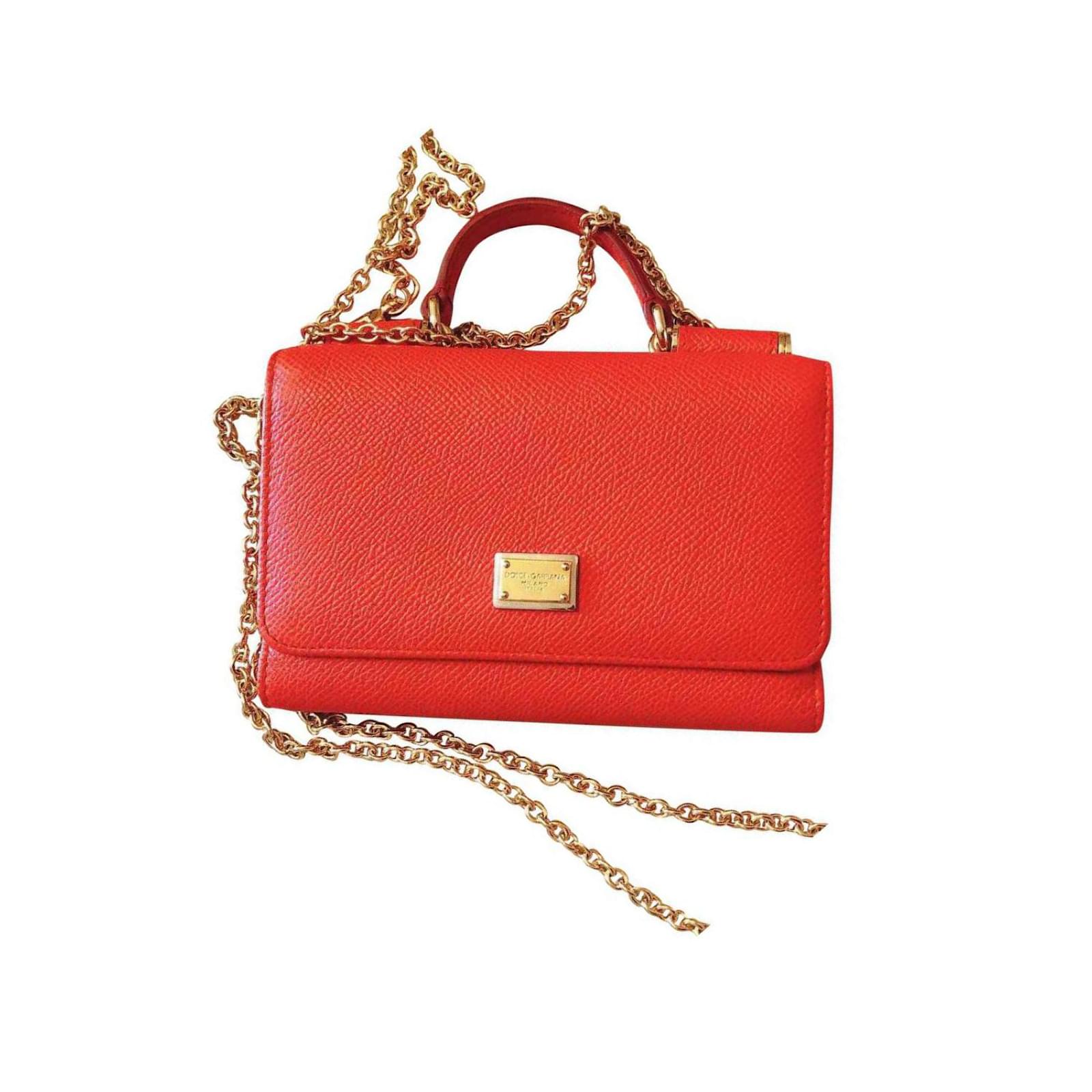 Dolce & Gabbana Miss Sicily Wallet on Chain Red Leather ref.337490 - Joli  Closet