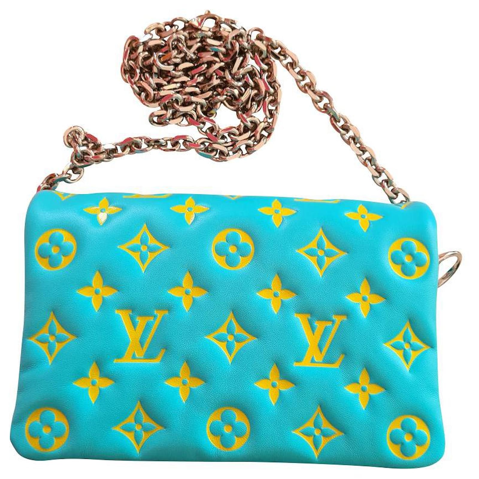 Louis Vuitton Turquoise Monogram Embossed Lambskin Leather Coussin