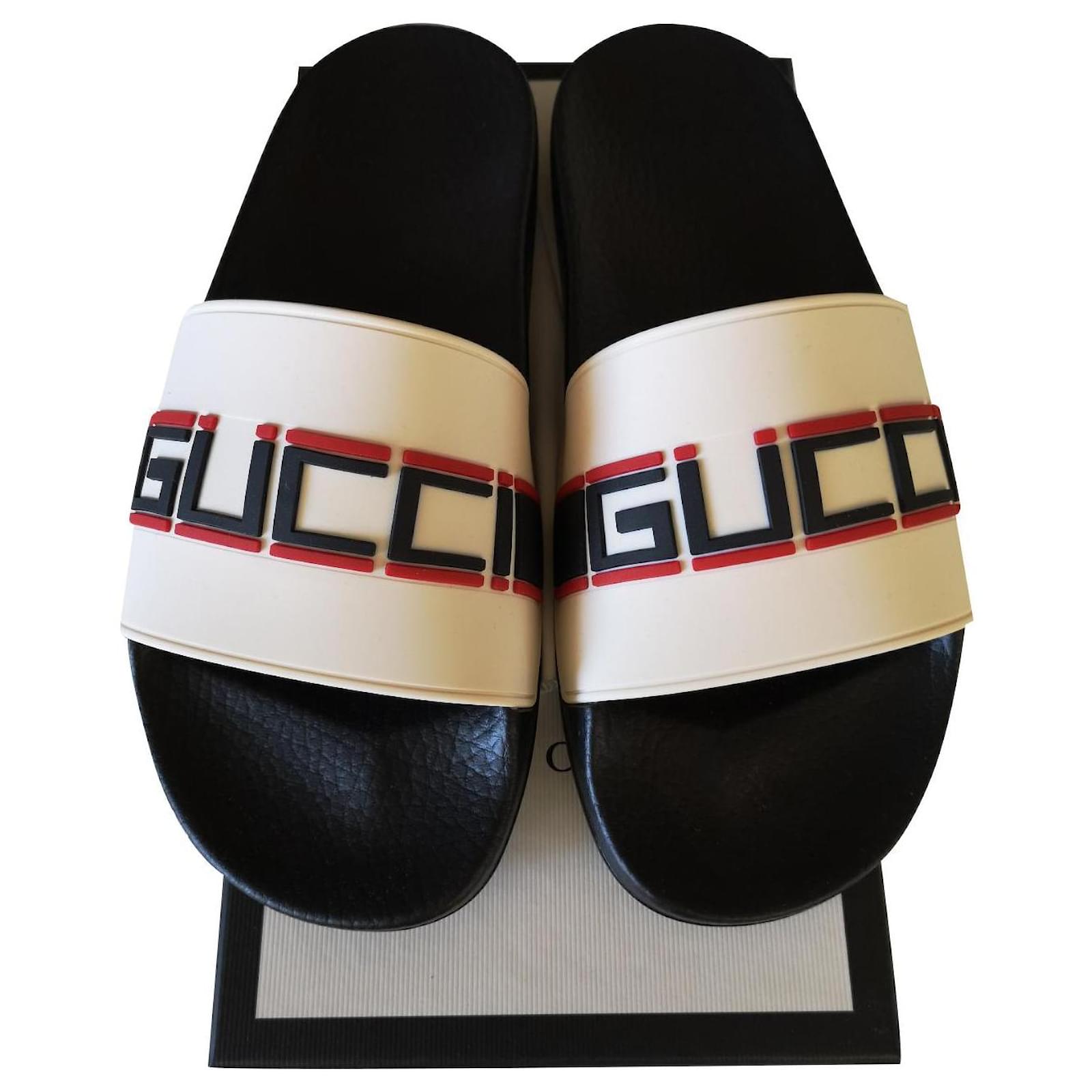 Gucci Slider Sandals White Rubber ref.337804 Joli Closet