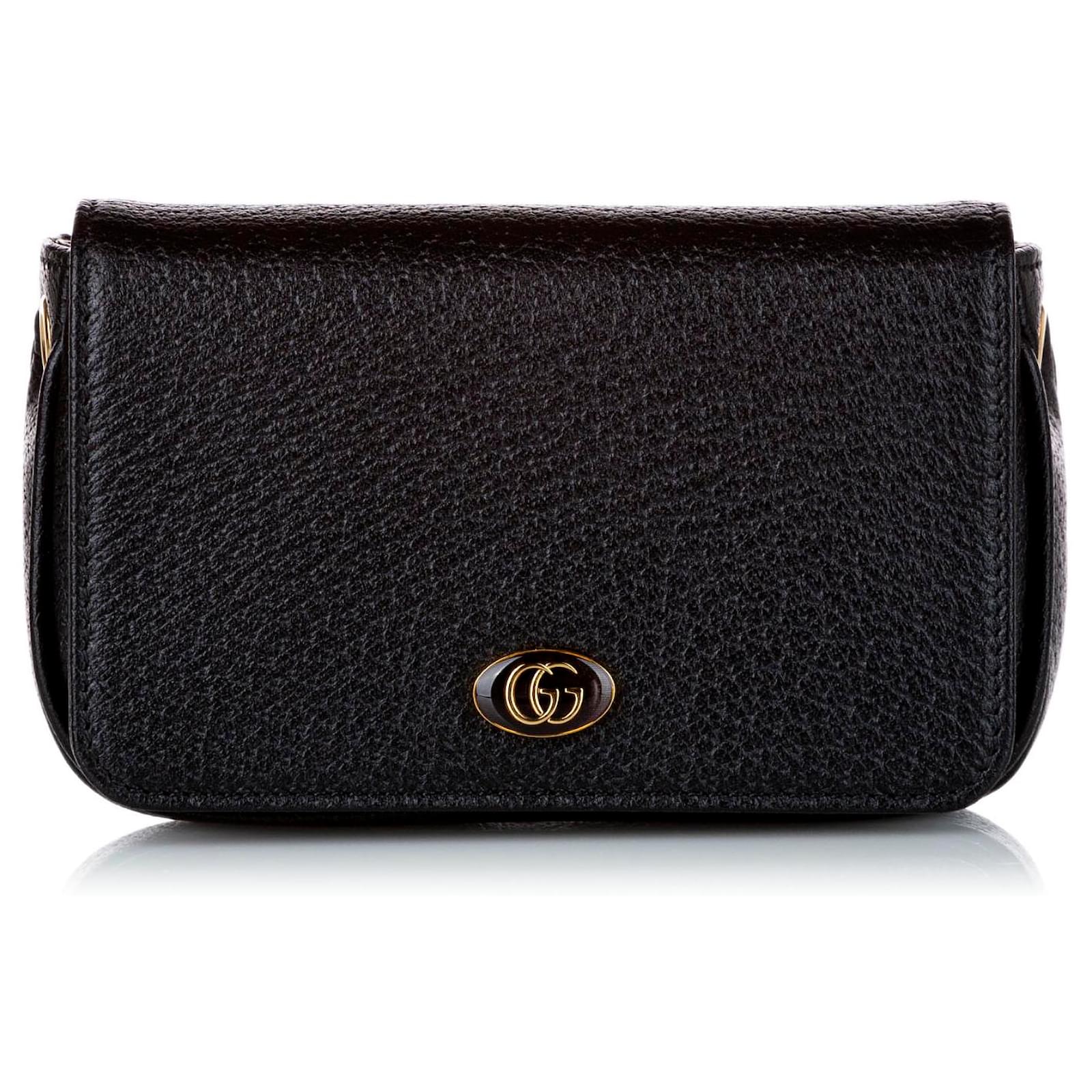 Gucci White Mini GG Marmont Wallet on Chain Leather Pony-style