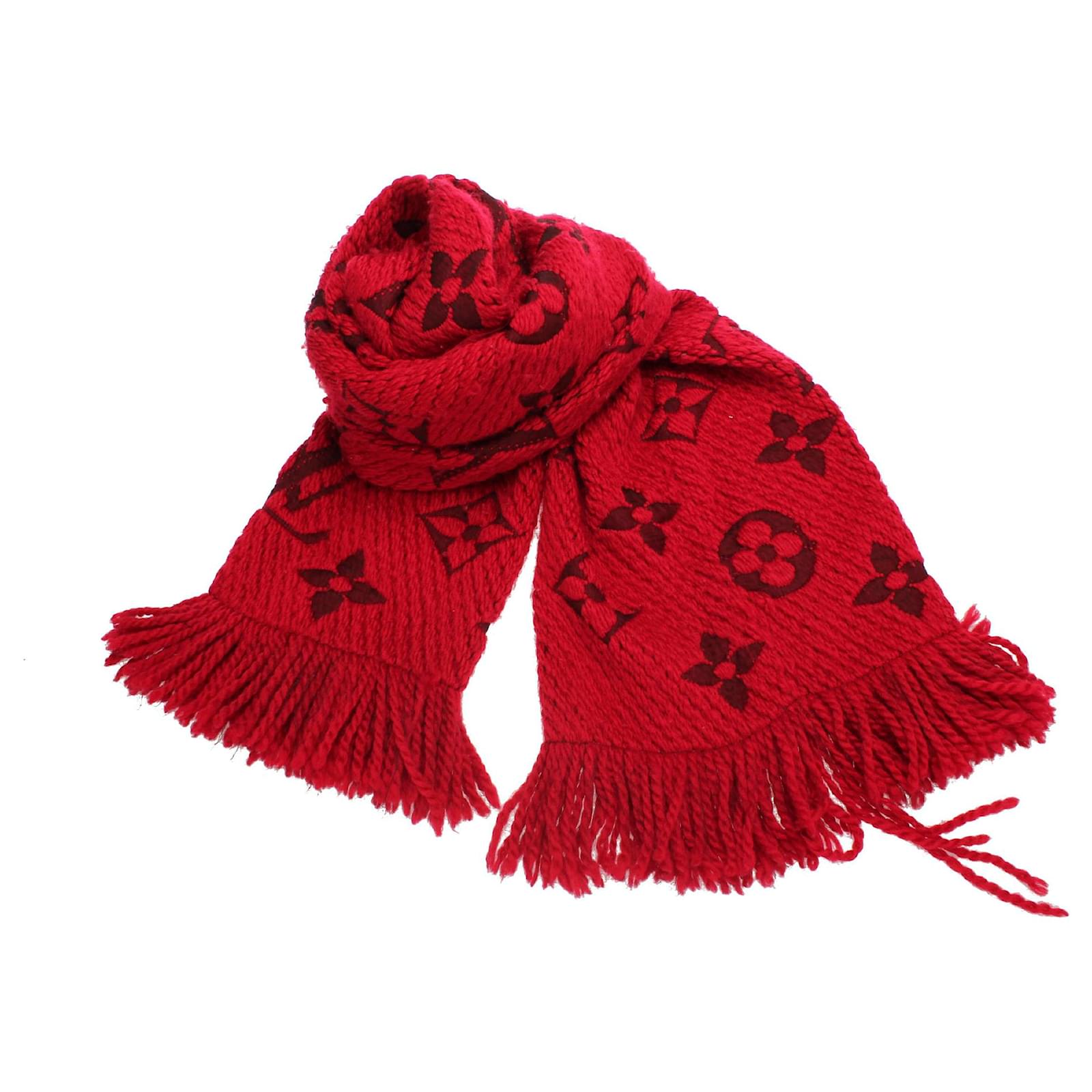 Louis Vuitton red Monogram shawl Silk Wool Cloth ref.337873 - Joli Closet