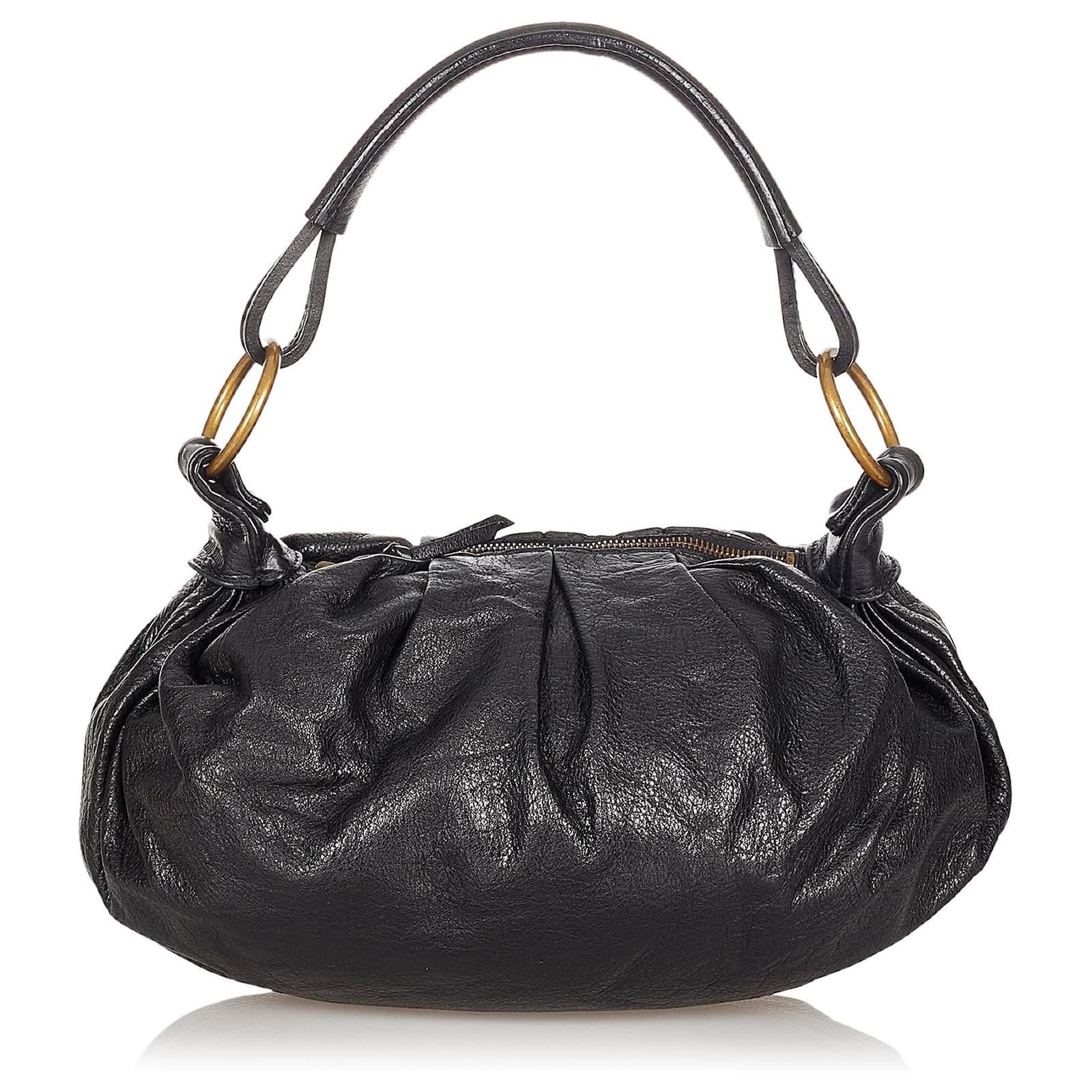 Miu Miu Black Leather Shoulder Bag Pony-style calfskin ref
