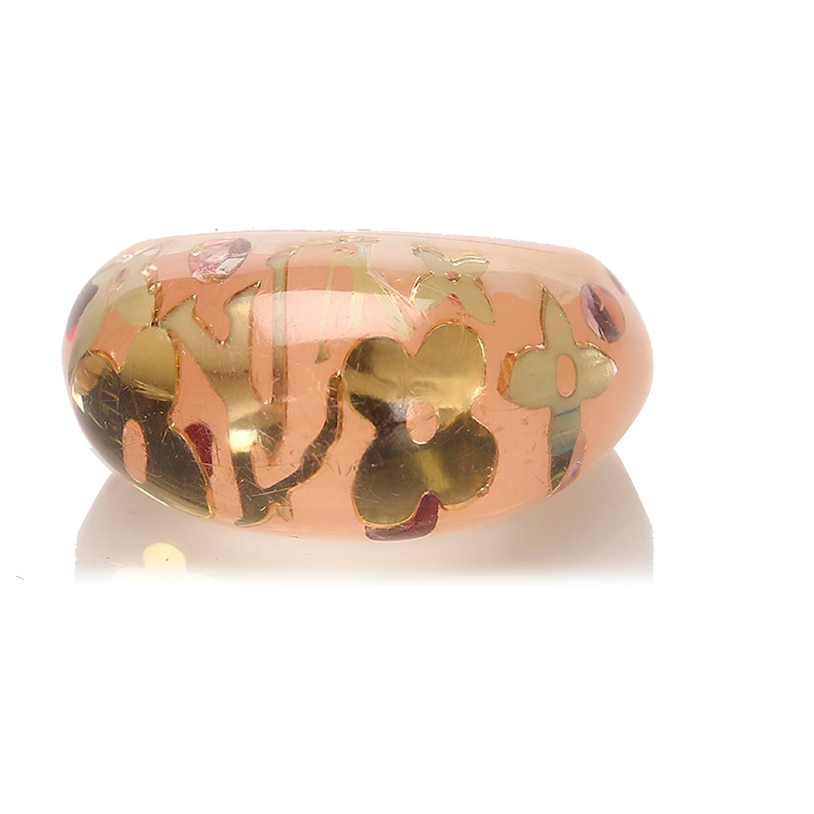 Louis Vuitton Brown Resin Crystal Inclusion Ring Beige Golden Plastic ...