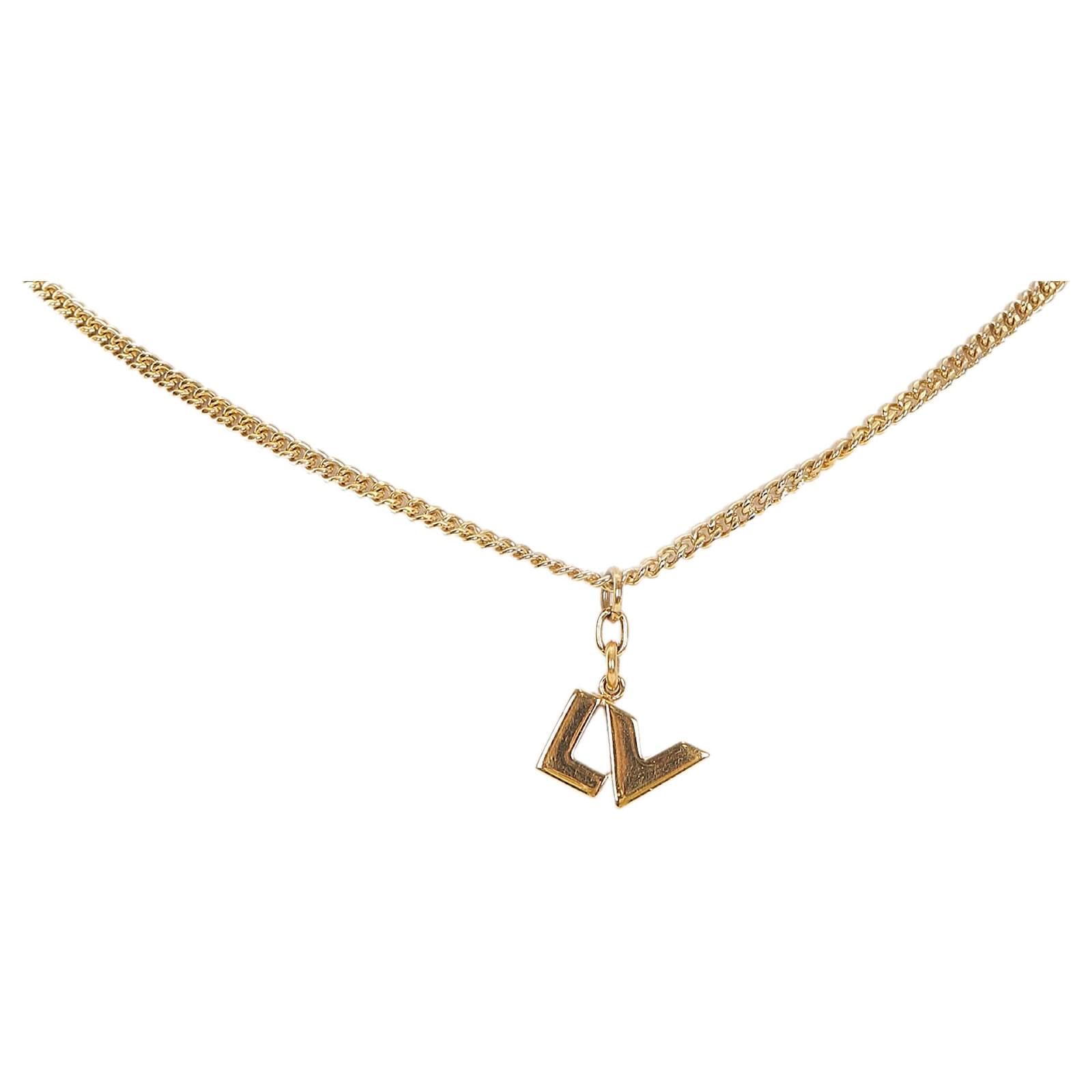 Collana con ciondolo Louis Vuitton LV in oro D'oro Metallo ref.338042 -  Joli Closet