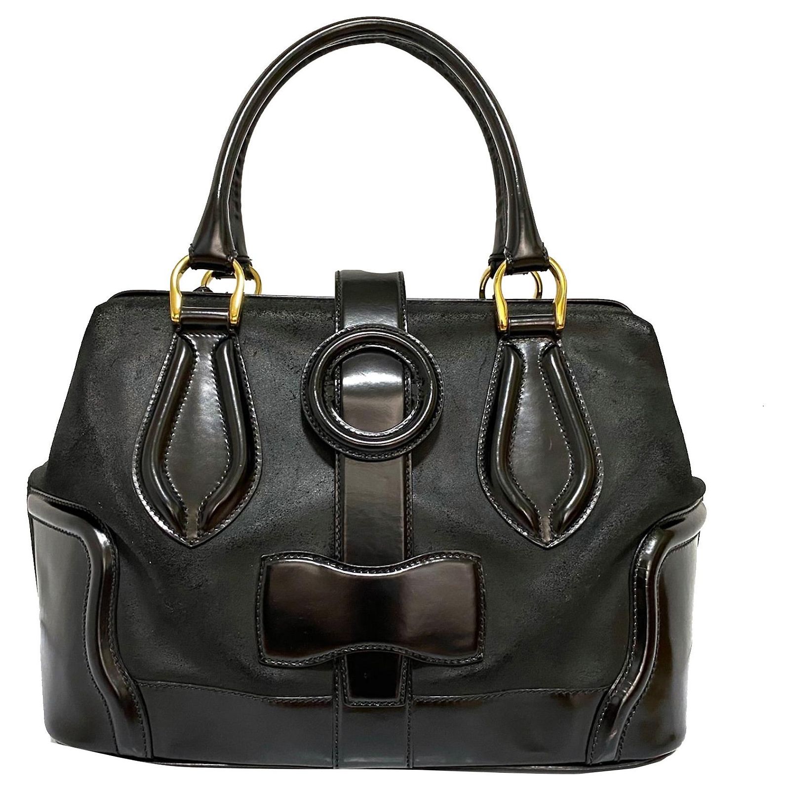 Balenciaga Black Leather Doctor Handbag Pony-style calfskin ref 