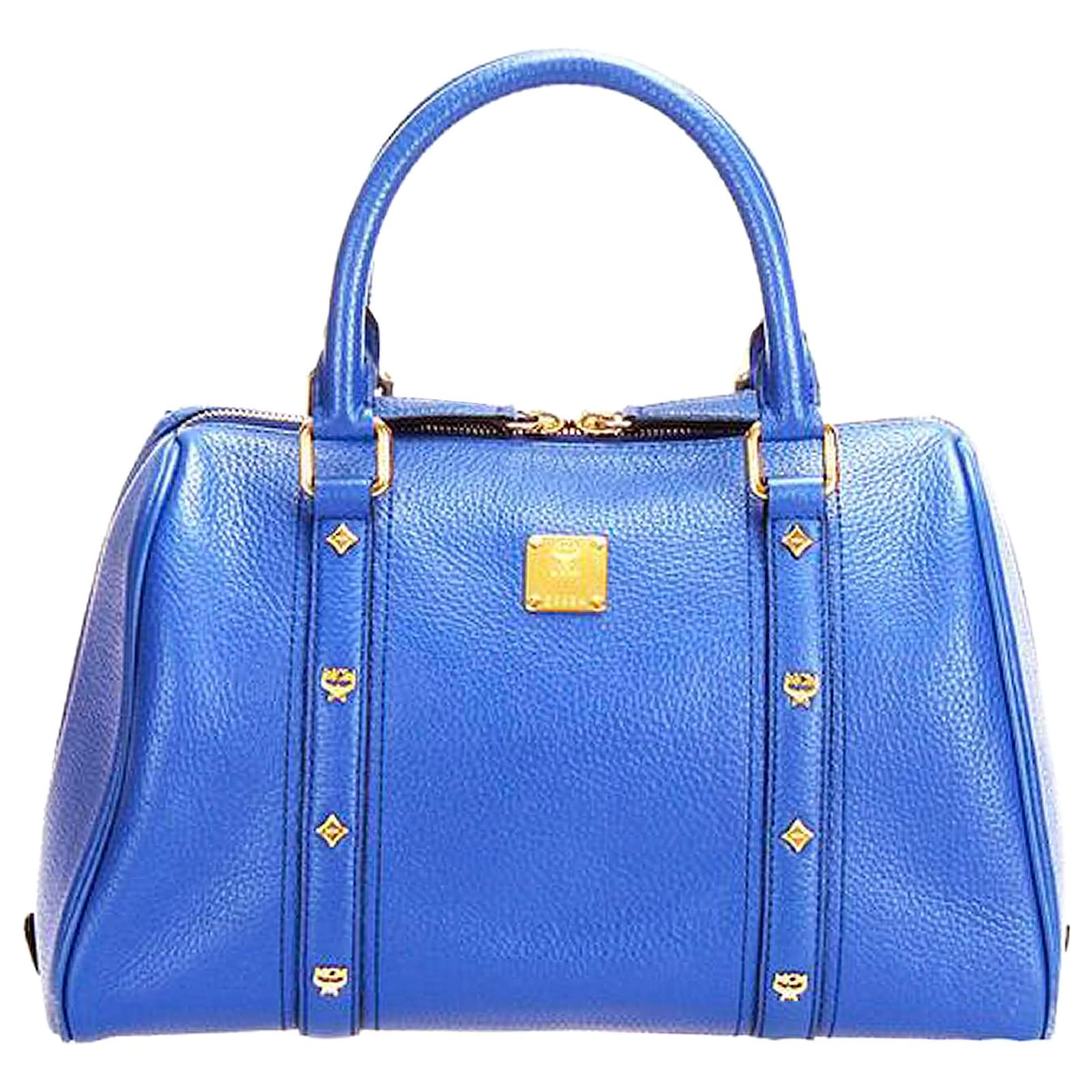 MCM Blue Leather Boston Bag Pony-style calfskin ref.339612 - Joli Closet