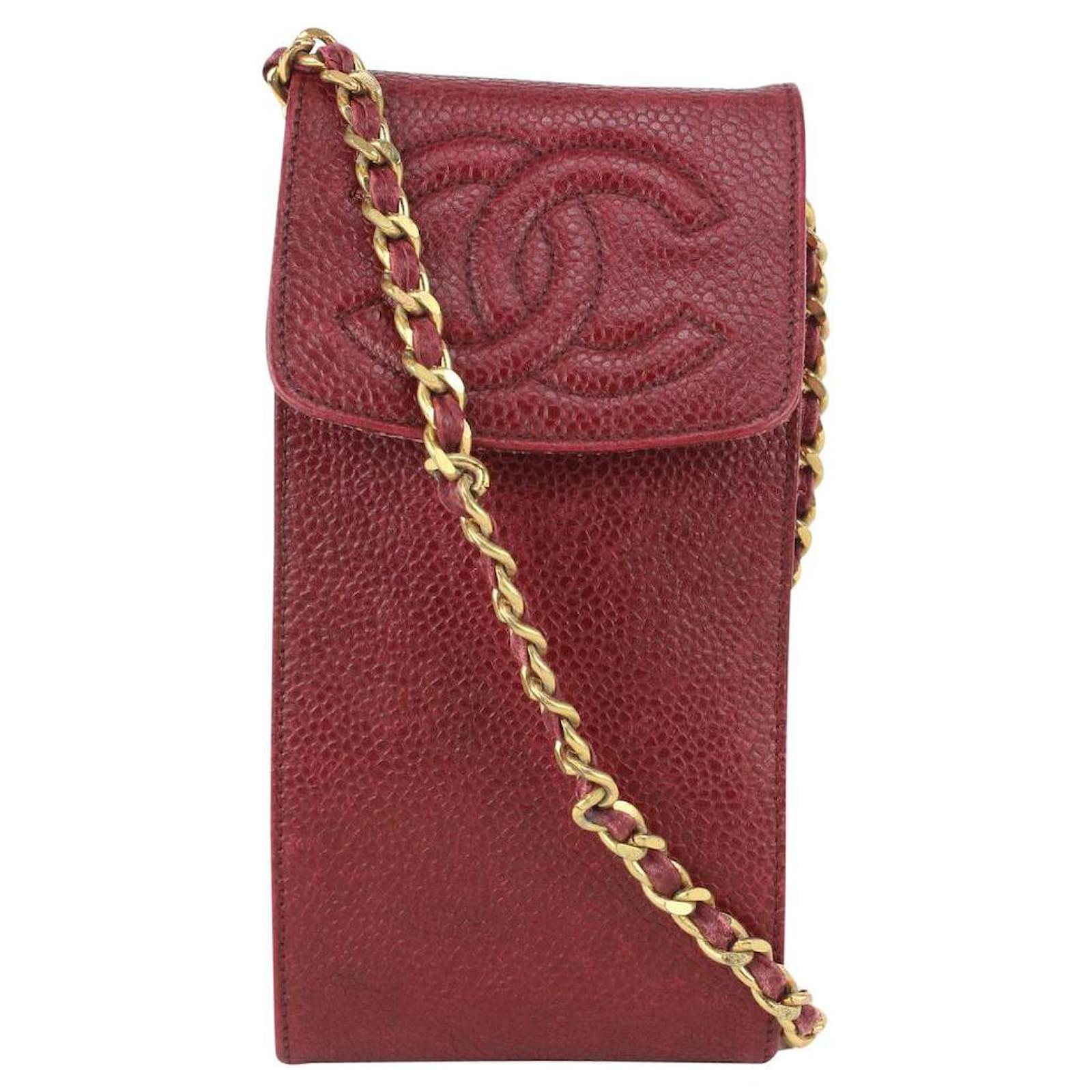 Chanel Red CC Phone Holder Chain Crossbody Chanel