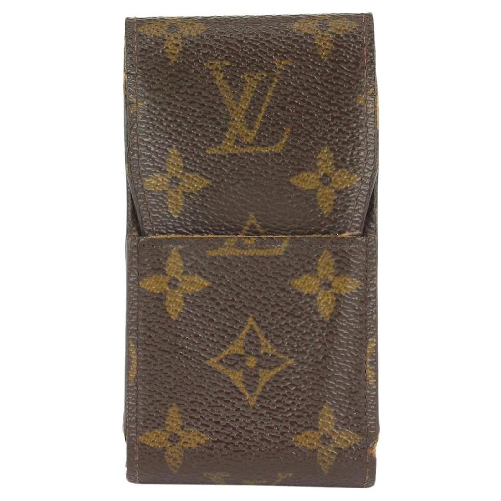 Louis Vuitton Brown Cigarette Case Monogram Etui Mobile Or Pouch