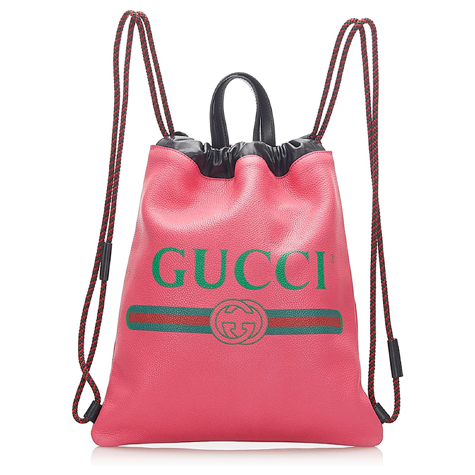 Gucci Pink Logo Drawstring Leather Backpack Multiple colors Pony-style ...