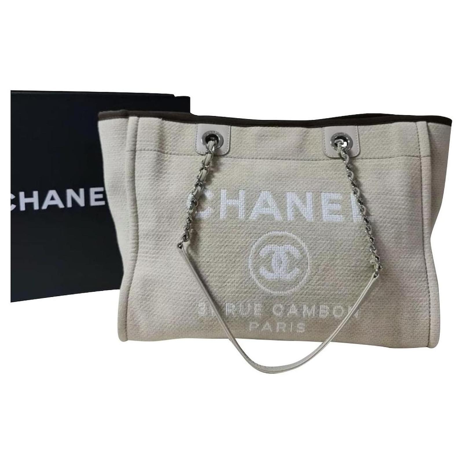Chanel Deauville Beige Tweed Tote Bag ref.339966 - Joli Closet