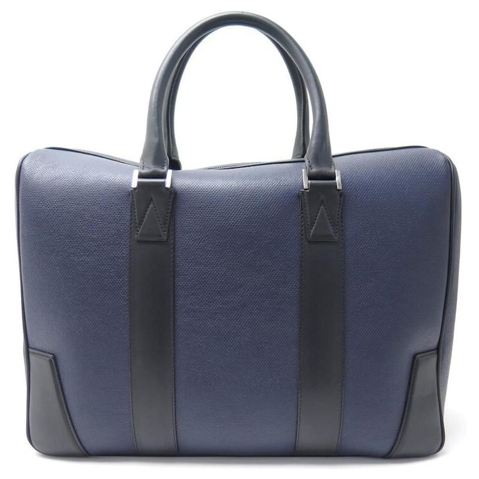 JM WESTON WIDE ANGLE BAG SATCHEL NAVY LEATHER LEATHER BRIEFCASE