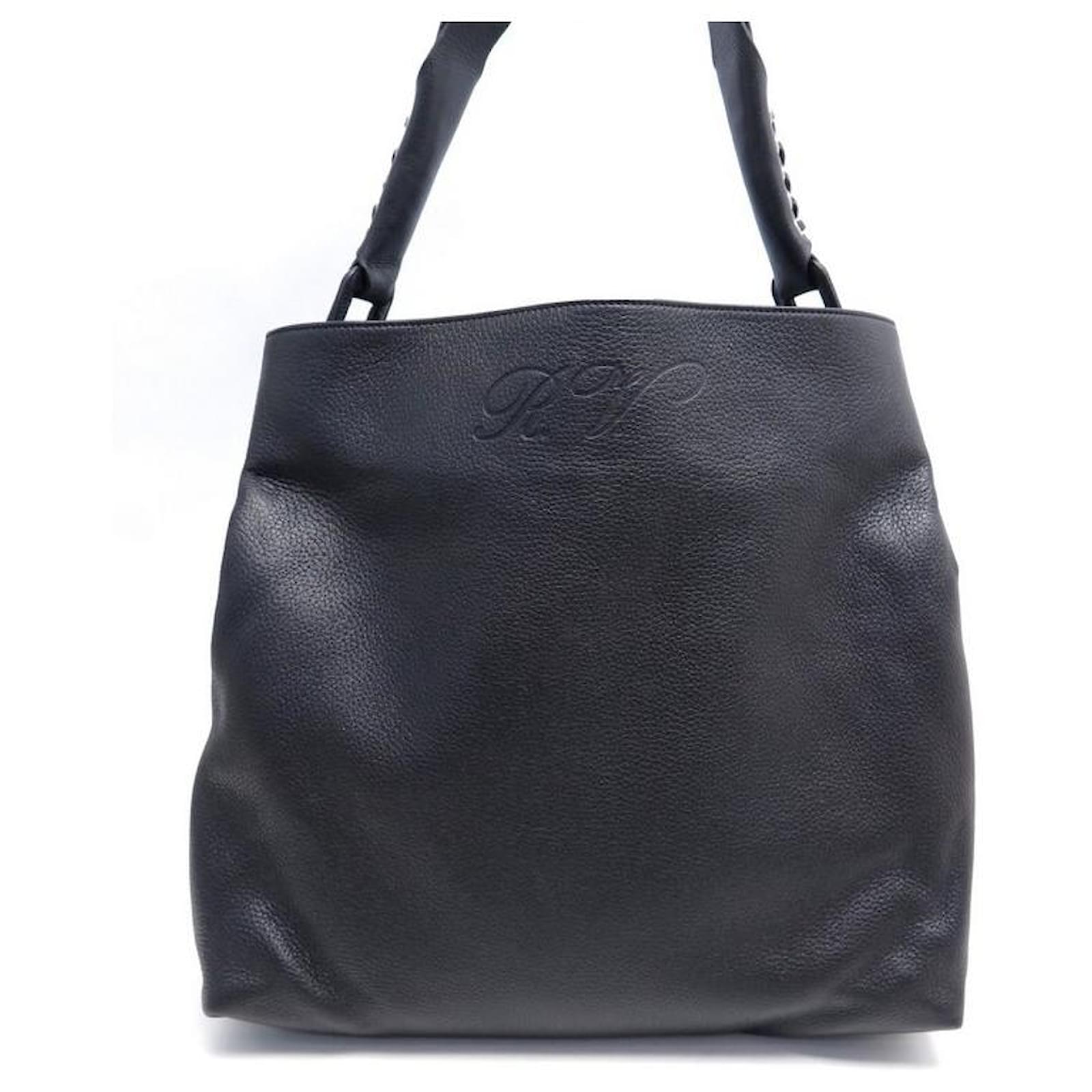 NEUF SAC A MAIN ROGER VIVIER CABAS EN CUIR NOIR NEW LEATHER HAND