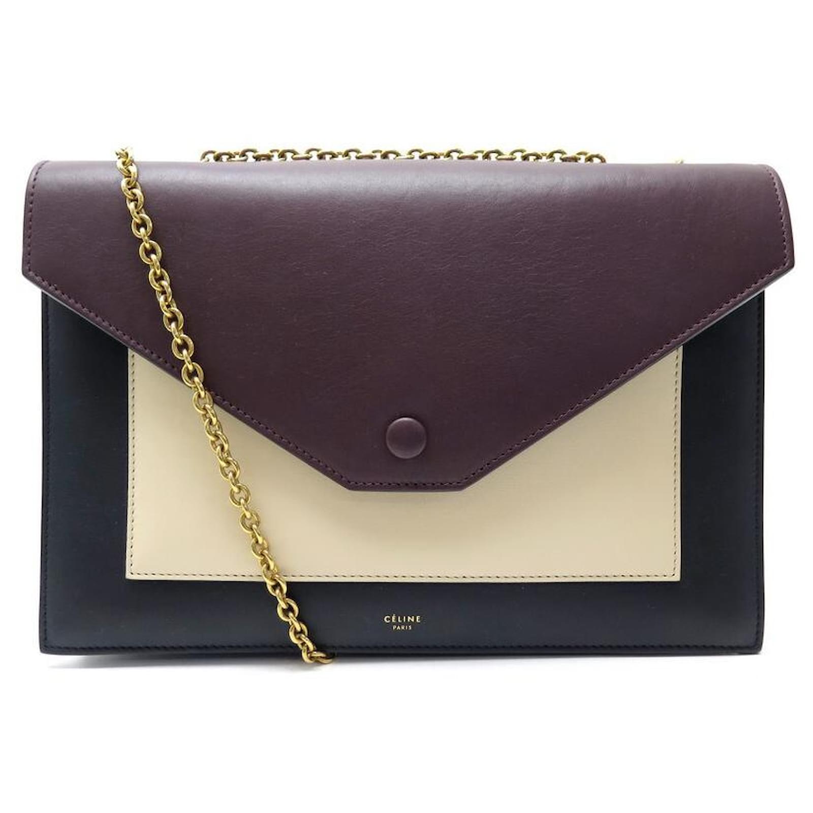 Celine Pocket Chain Clutch Leather