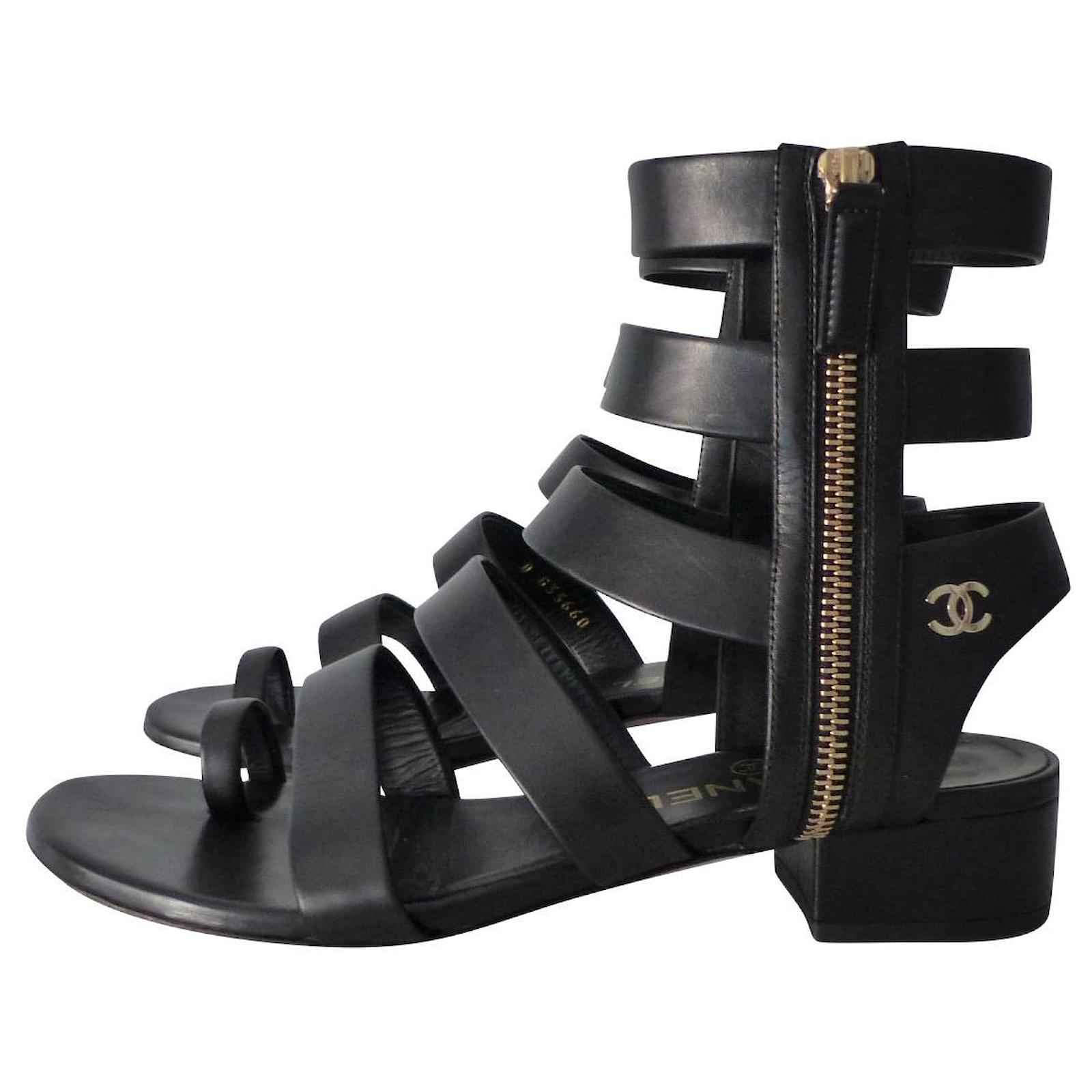 Chanel Gladiator Black Leather ref.341277 - Joli Closet
