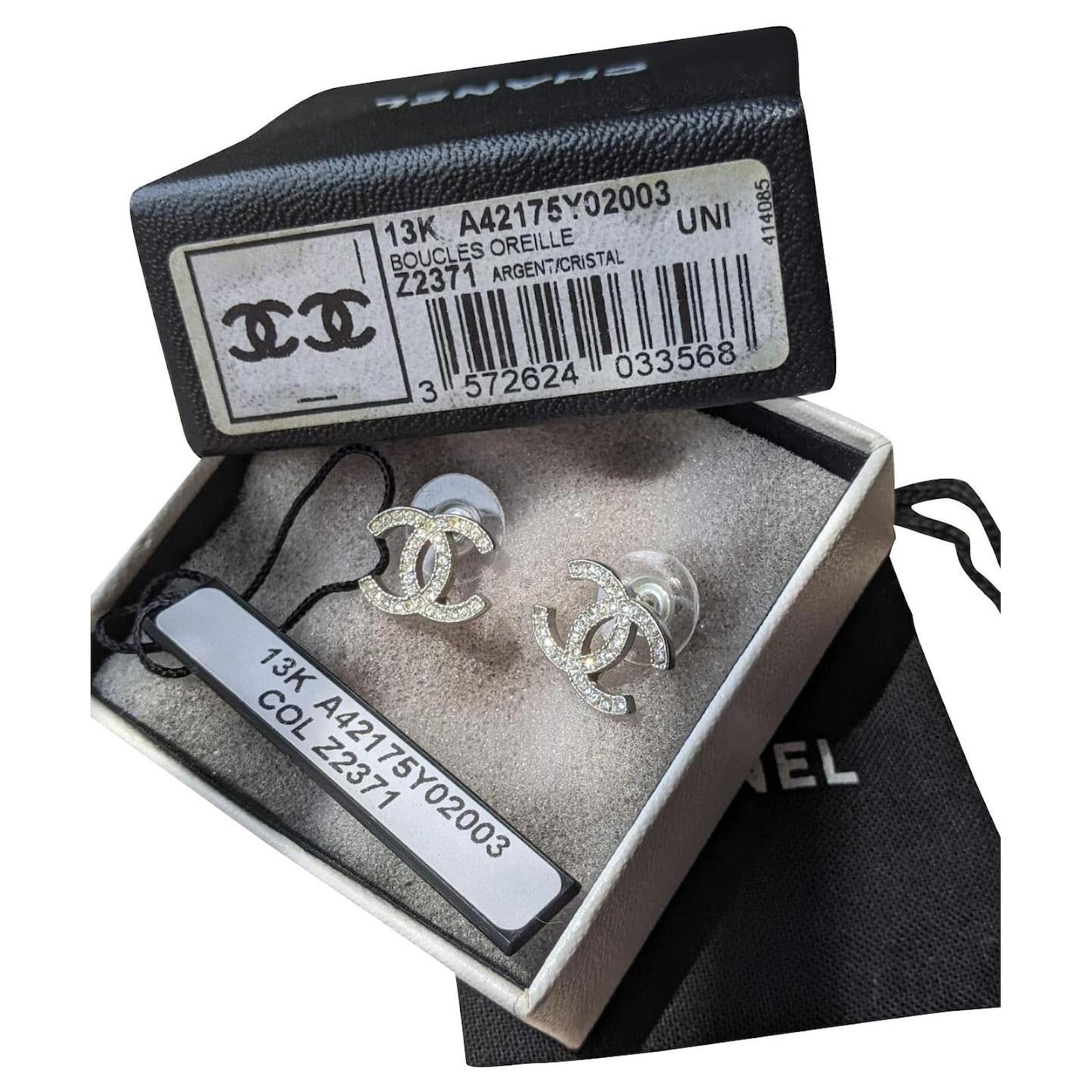 Chanel CC Classic Moscova A13K Crystal silver hardware earrings Silvery  Metal ref.341698 - Joli Closet