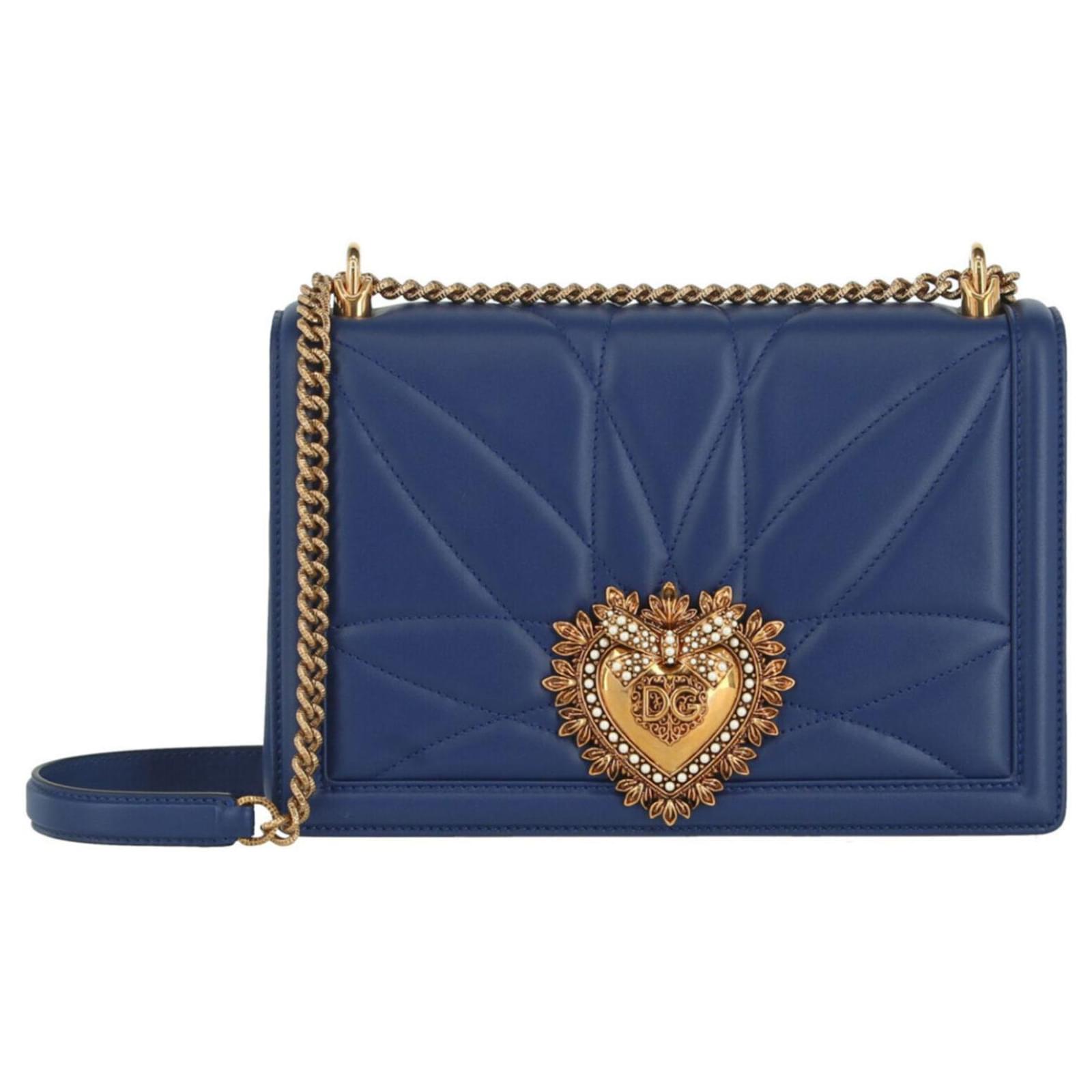 Dolce & Gabbana Mordore Devotion Shoulder Bag Blue Leather  -  Joli Closet