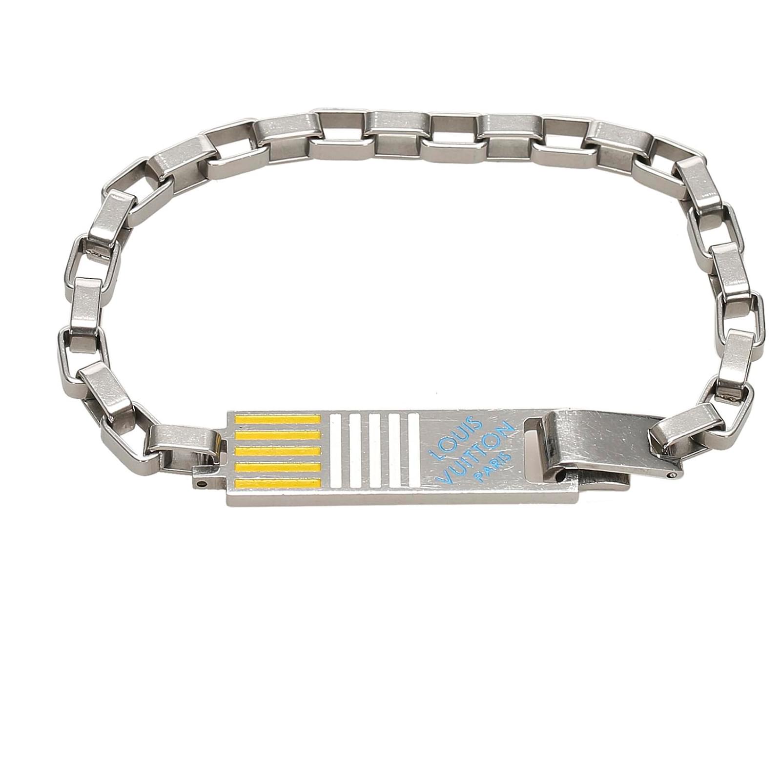 Louis Vuitton Silver Damier Chain Bracelet Silvery Multiple colors