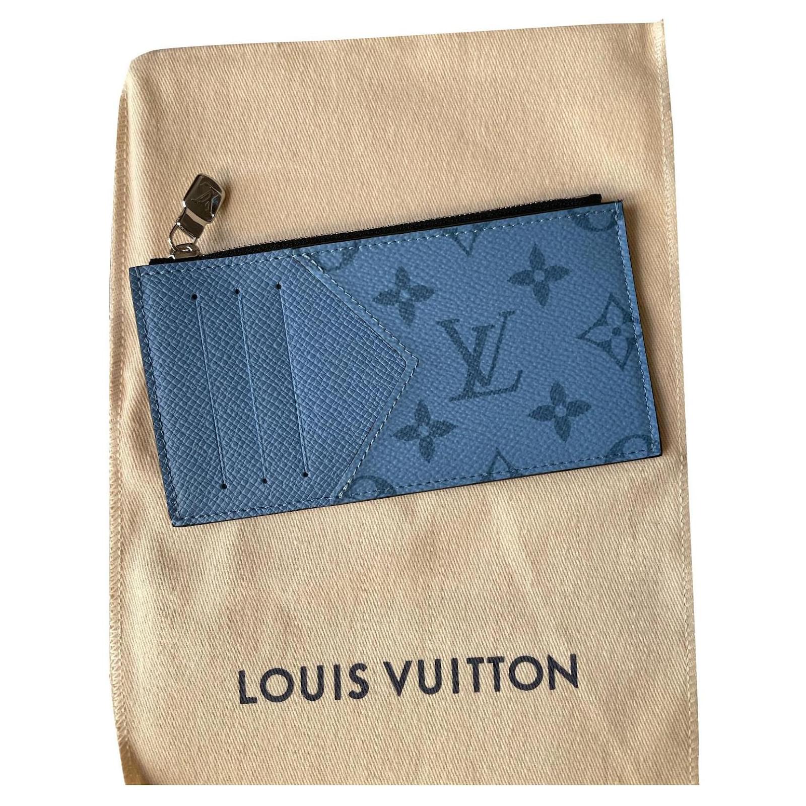 Louis Vuitton Womens Coin Card Holder Denim Taigama Canvas