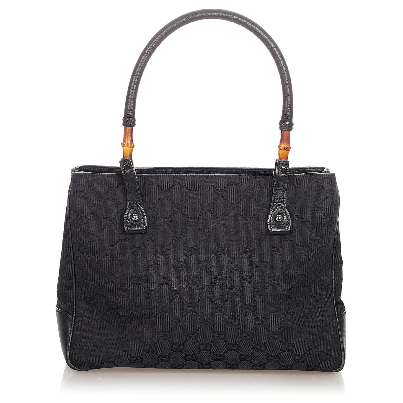 Gucci Black Bamboo GG Canvas Handbag Cloth Cloth ref.343456 - Joli Closet