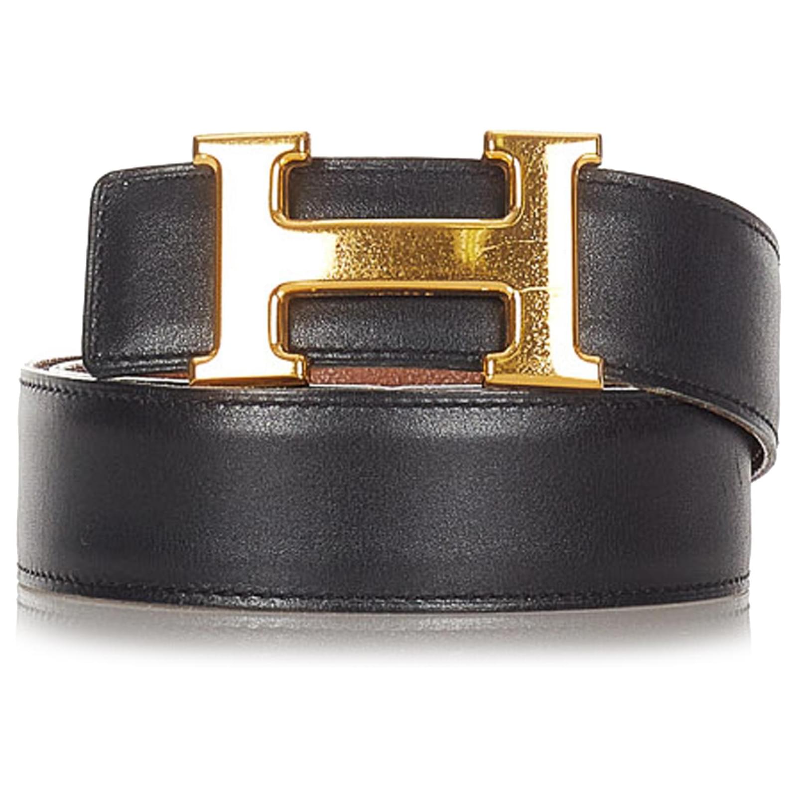 hermes black leather belt with gold buckle