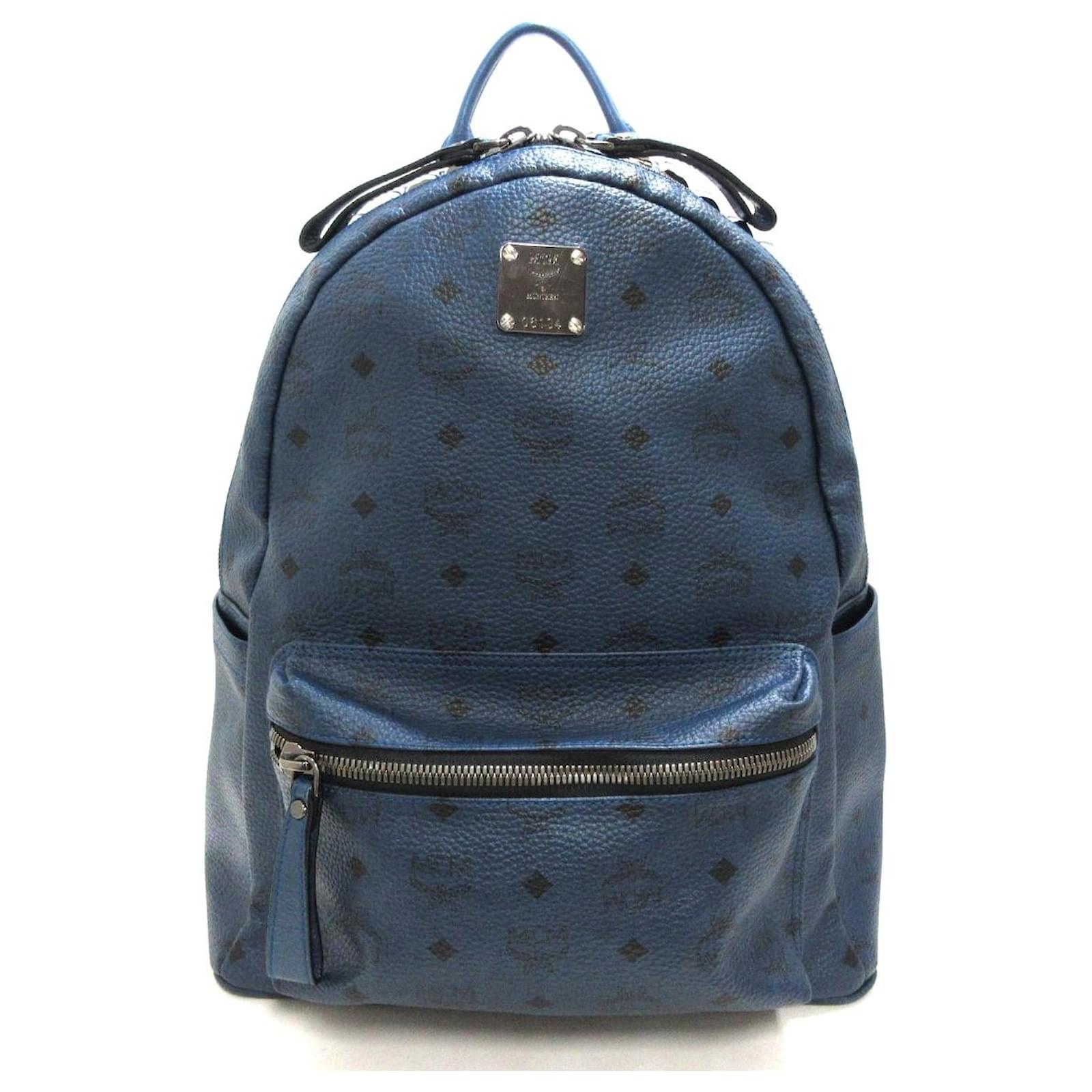 blue mcm backpack