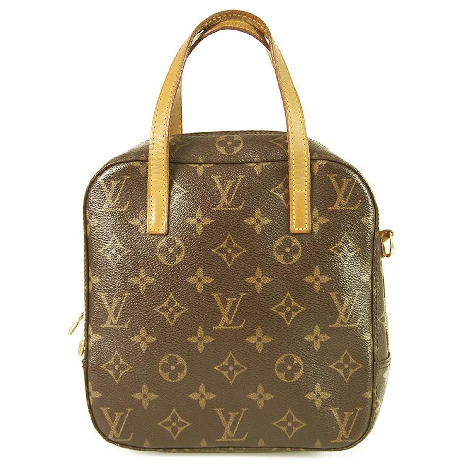 LOUIS VUITTON Monogram Canvas Spontini Bag Small handbag zipper top Dark  brown Leather ref.344500 - Joli Closet