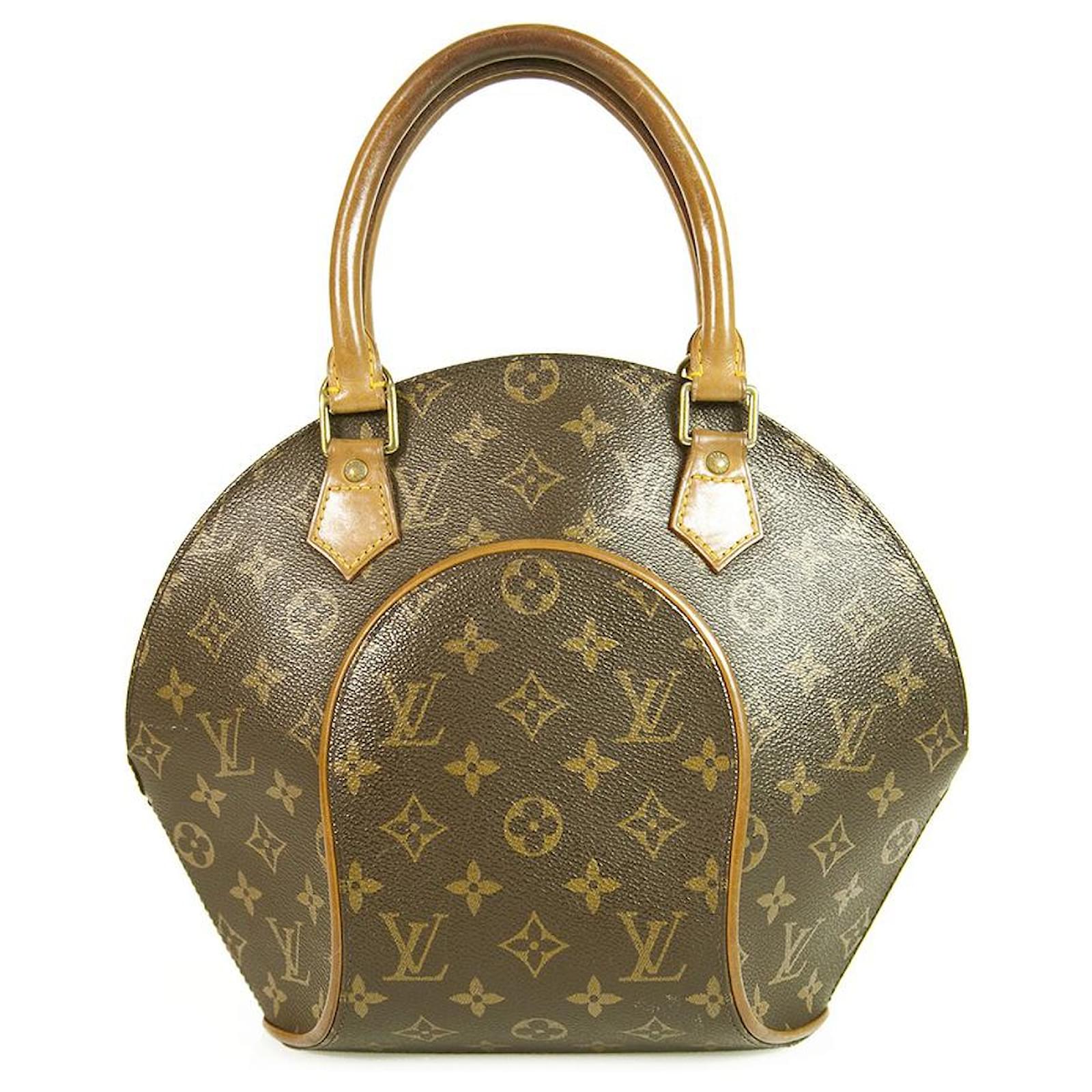 LOUIS VUITTON Monogram Brown Canvas Ellipse Hand Bag Dome shaped Leather  ref.344626 - Joli Closet