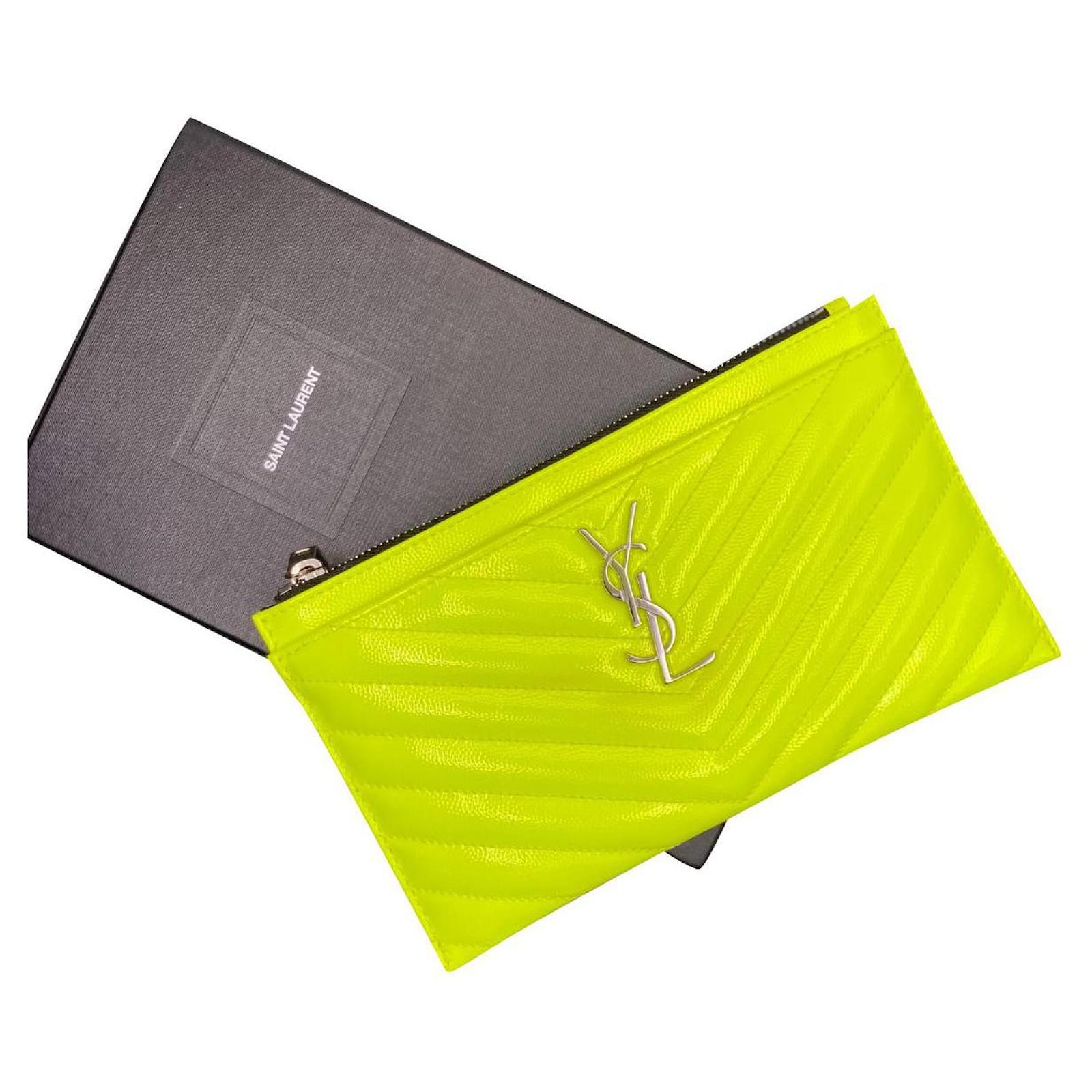 Neon yellow 2024 ysl clutch