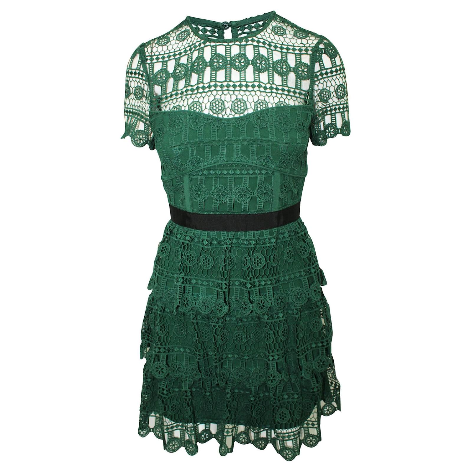 self portrait green lace dress