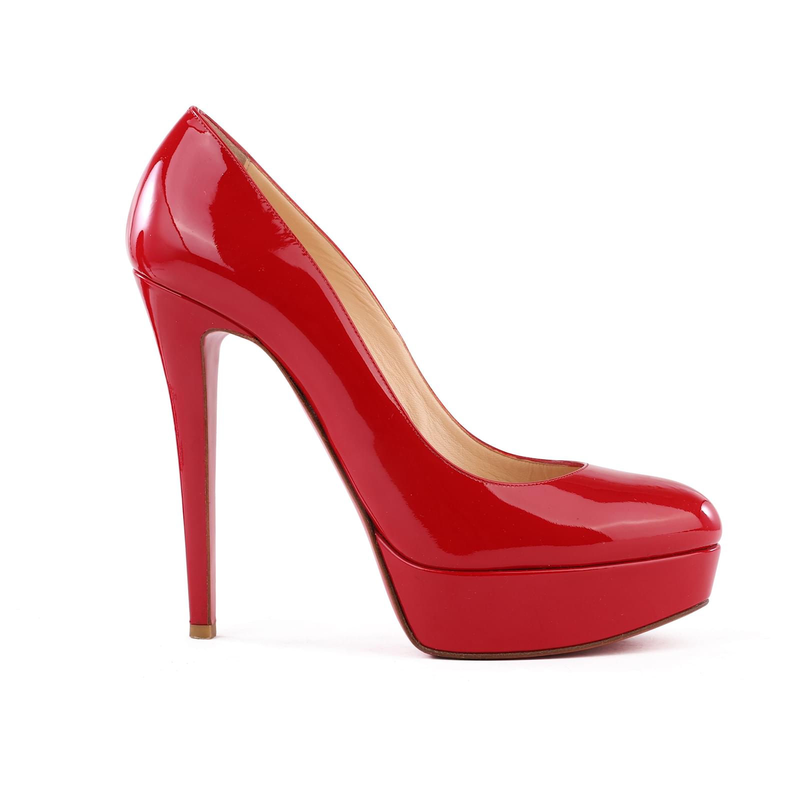 Christian Louboutin Red Patent Leather Lady Peep Toe Platform