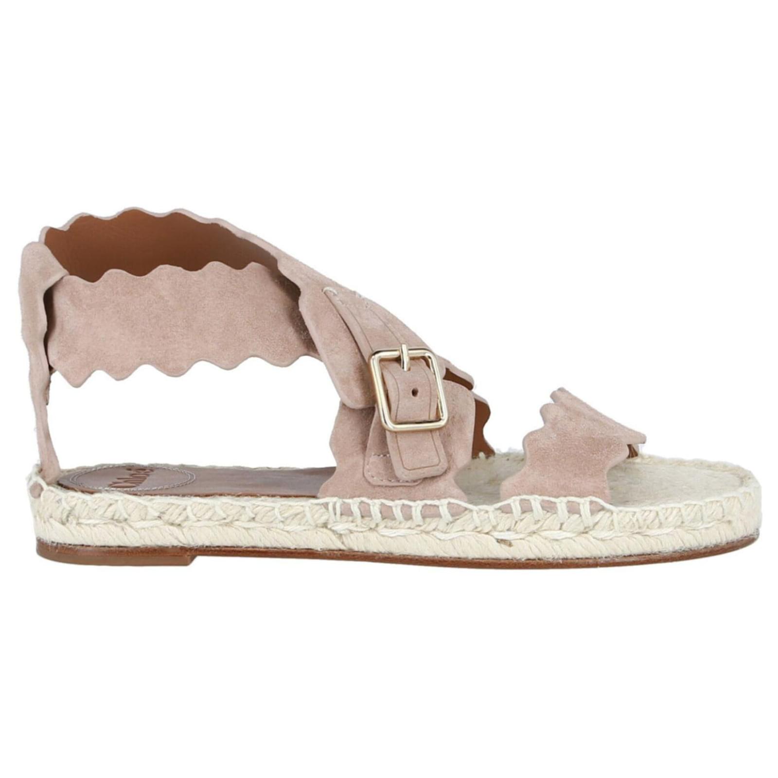 Chloe Lauren Suede Espadrille Sandals Pink ref.345707 Joli Closet