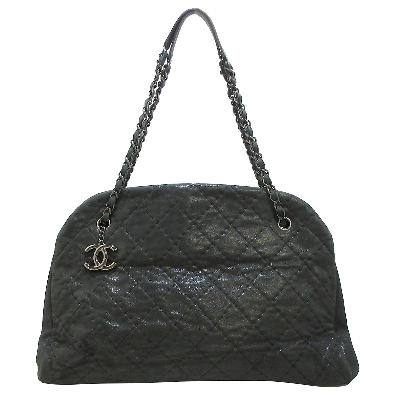 Chanel Black Mademoiselle Leather Bowling Bag Metal ref.345917