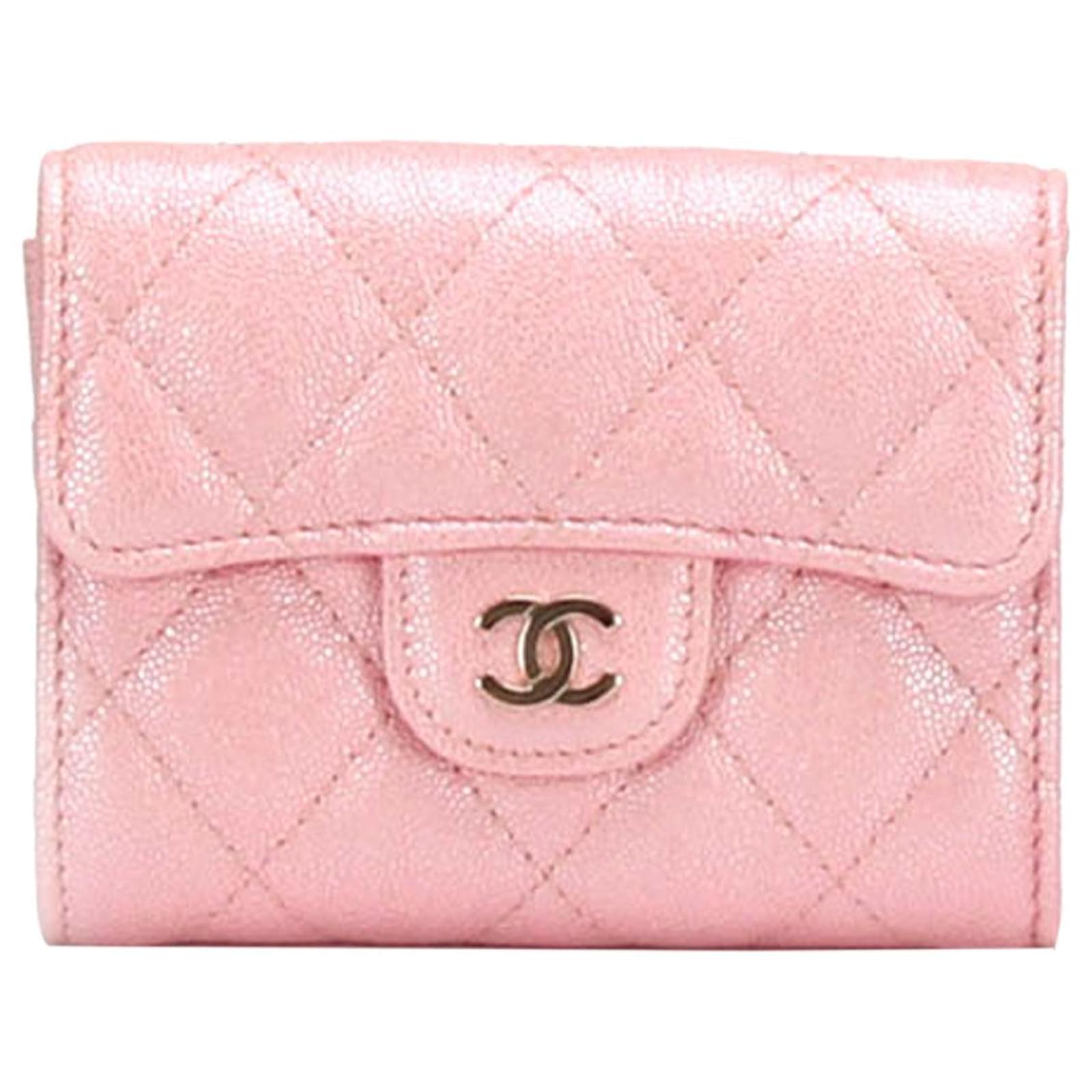 Chanel Pink CC Caviar Leather Wallet