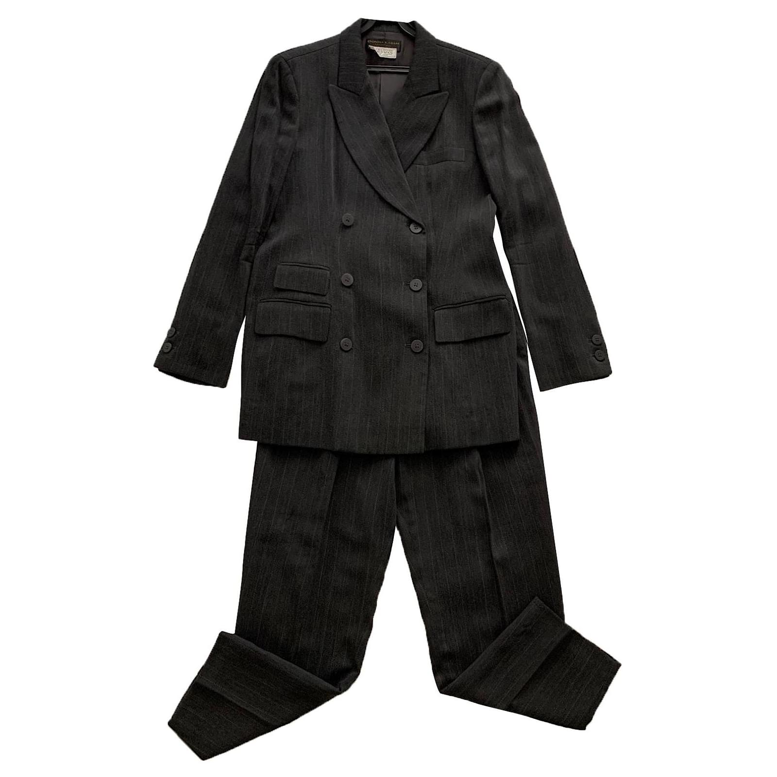 Vintage Donna Karan dressy suit Dark grey Wool ref.347395 - Joli Closet