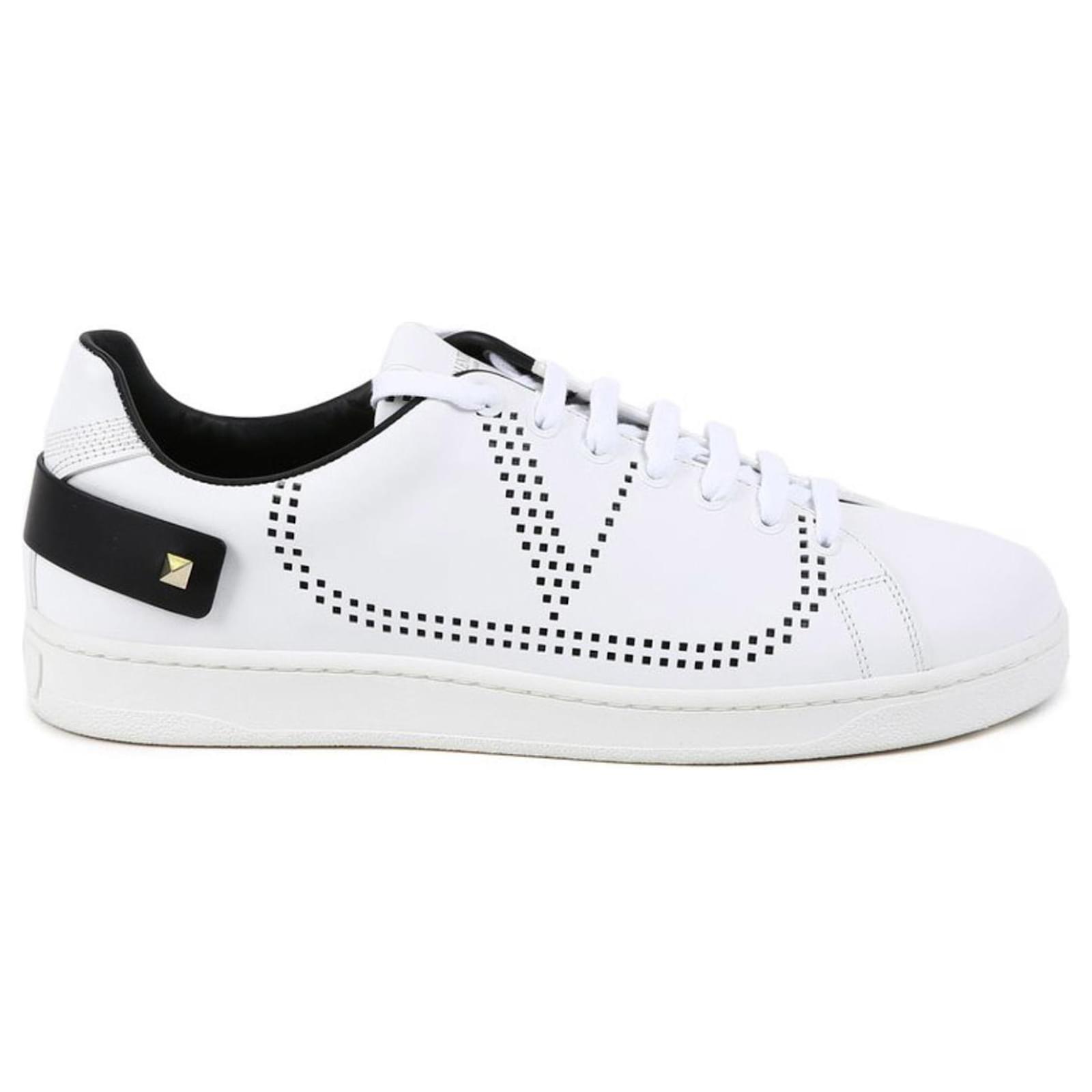 Valentino Leather Backnet Sneakers White ref.347694 - Joli Closet