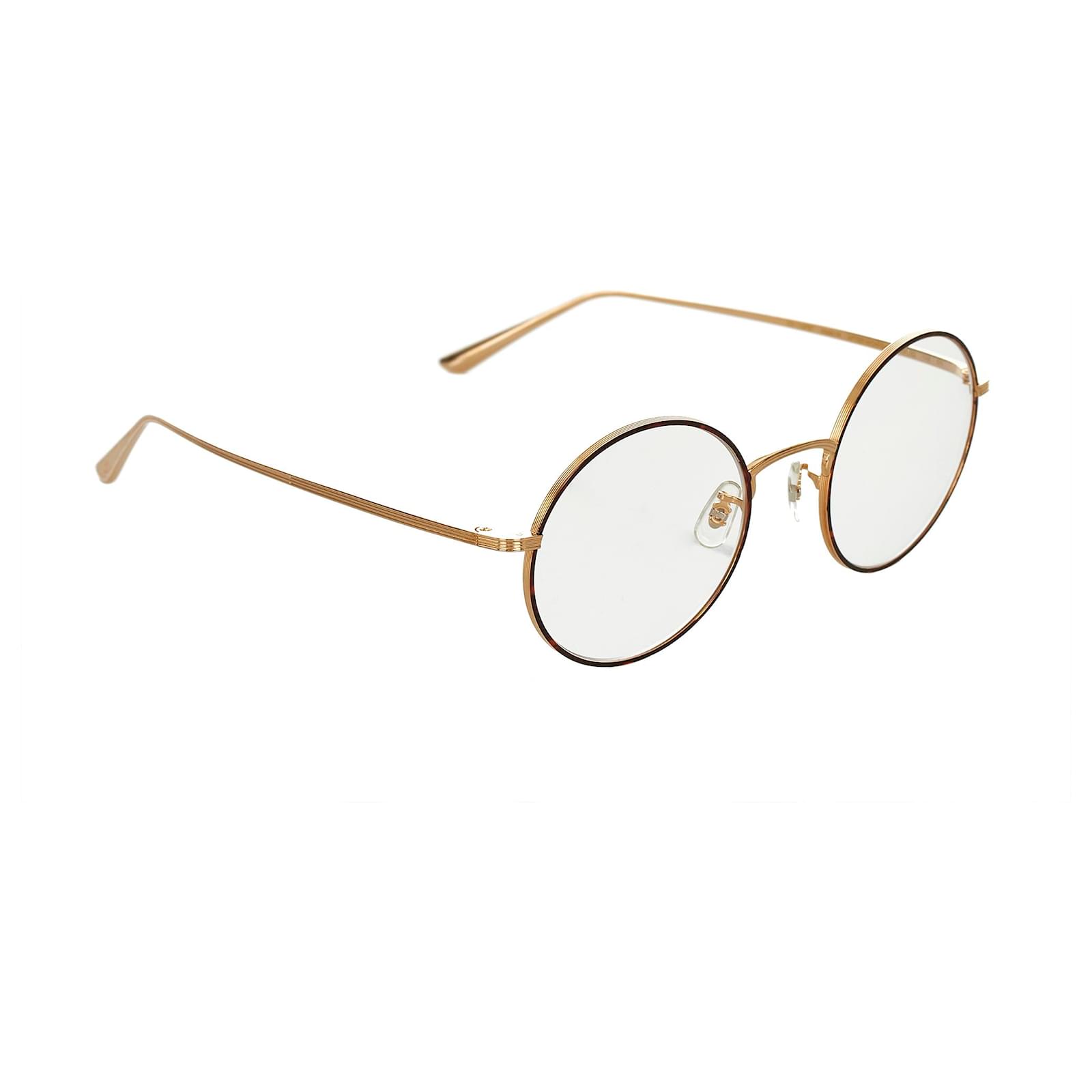 Oliver Peoples Gold Shai Round Clear Sunglasses Golden Metal  -  Joli Closet